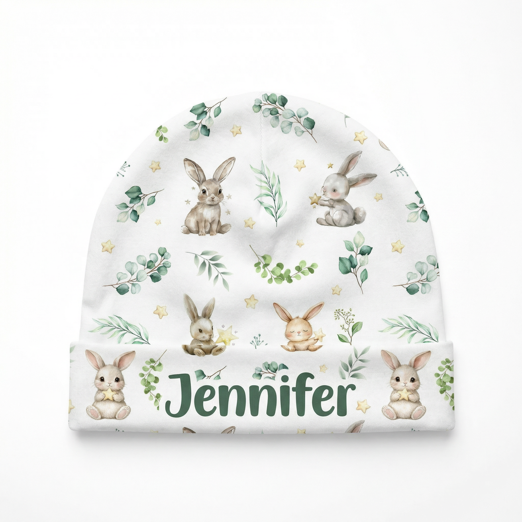 Personalized Beanie in Bunny Garden