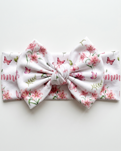 Personalized Bow Headband in Pink Lilys