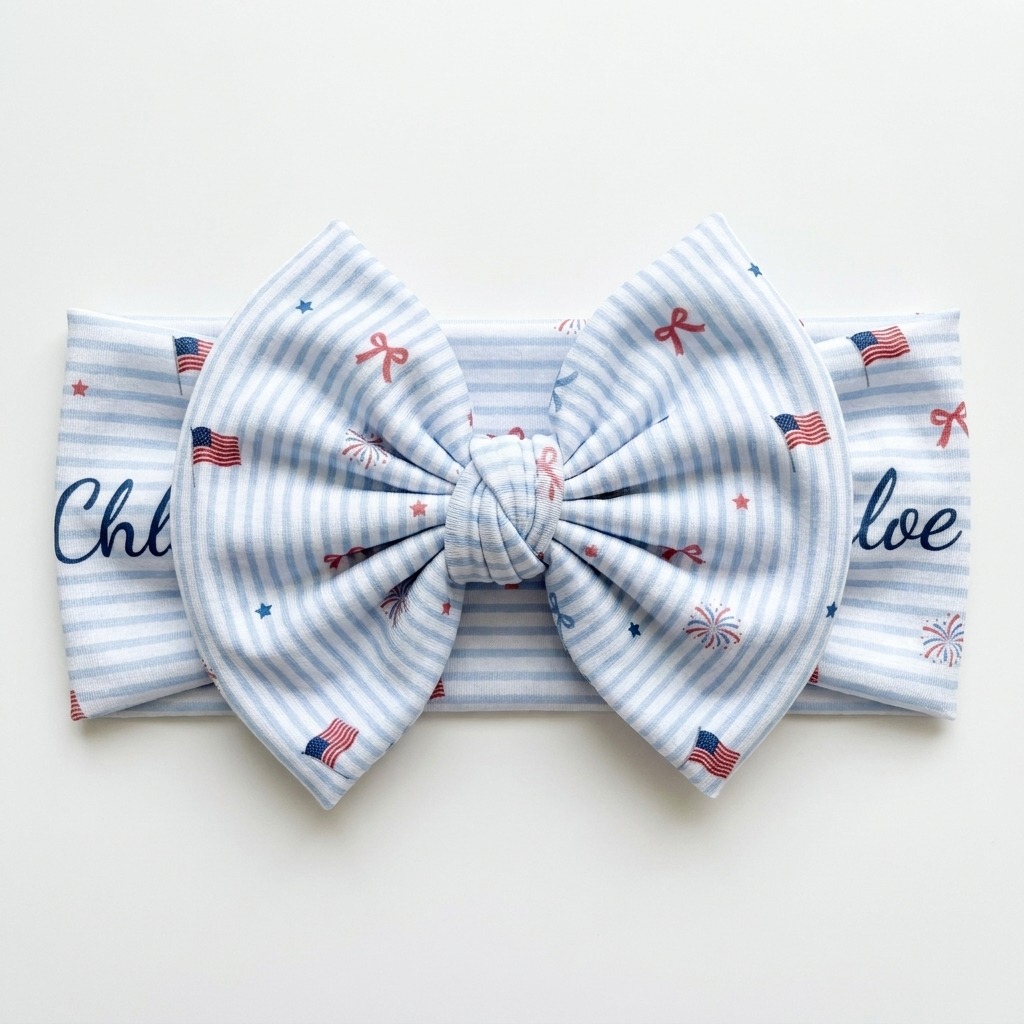 Personalized Bow Headband in Patriotic