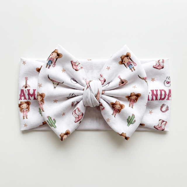 Personalized Bow Headband in Western Girl