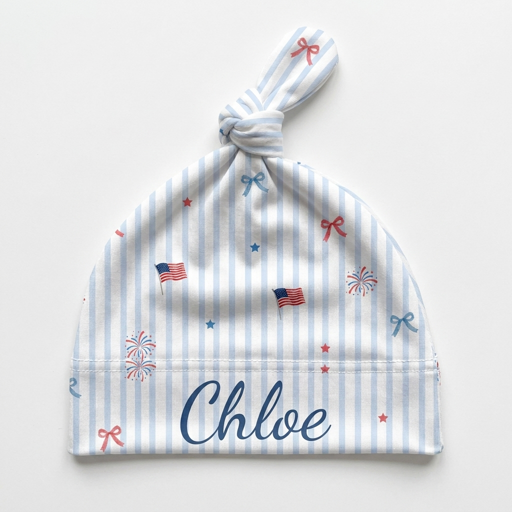 Personalized Knotted Hat in Patriotic