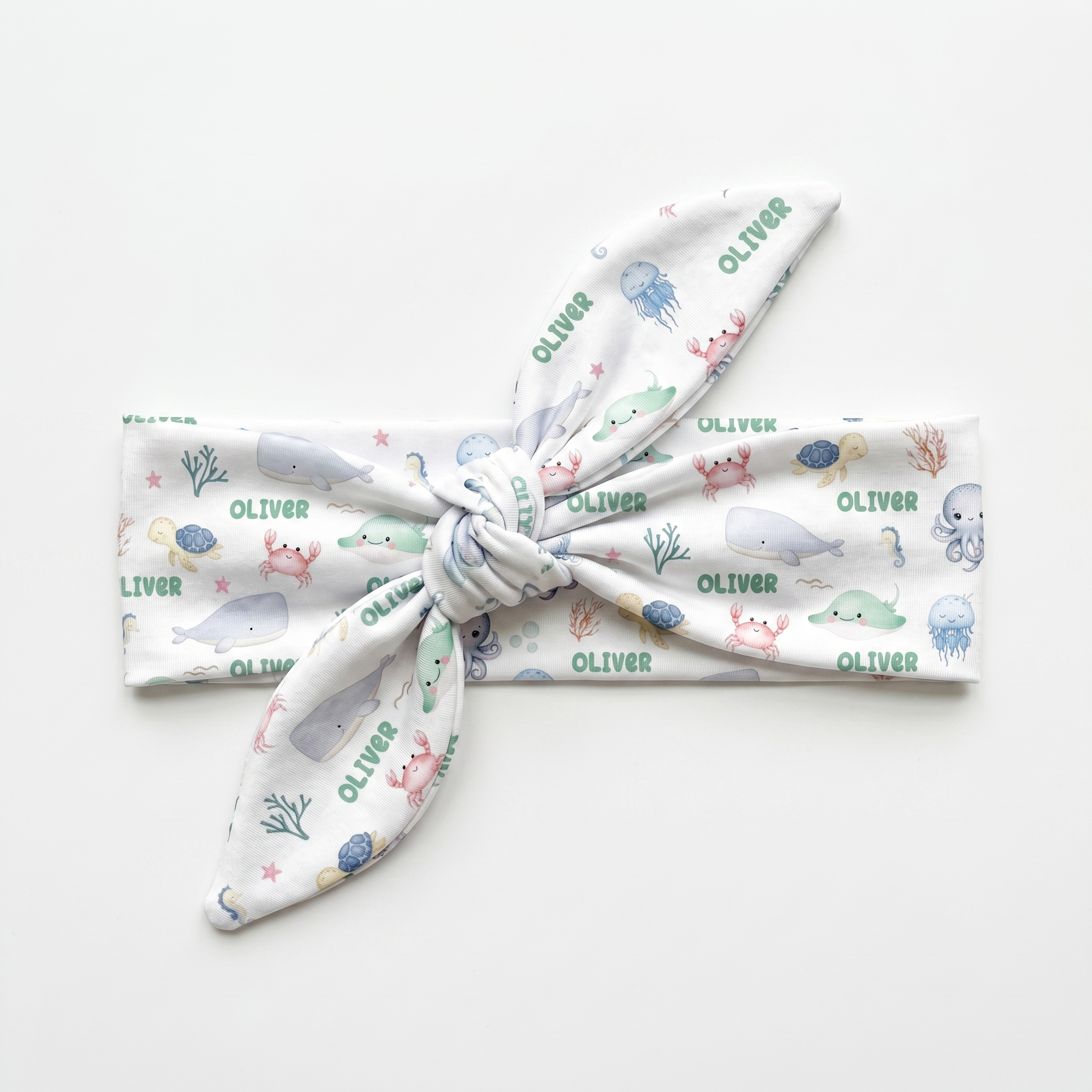 Personalized Knotted Headband in Sea Animals