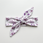 Personalized Knotted Headband in Purple Lilys