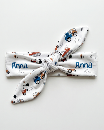 Personalized Knotted Headband in Construction Vehicle