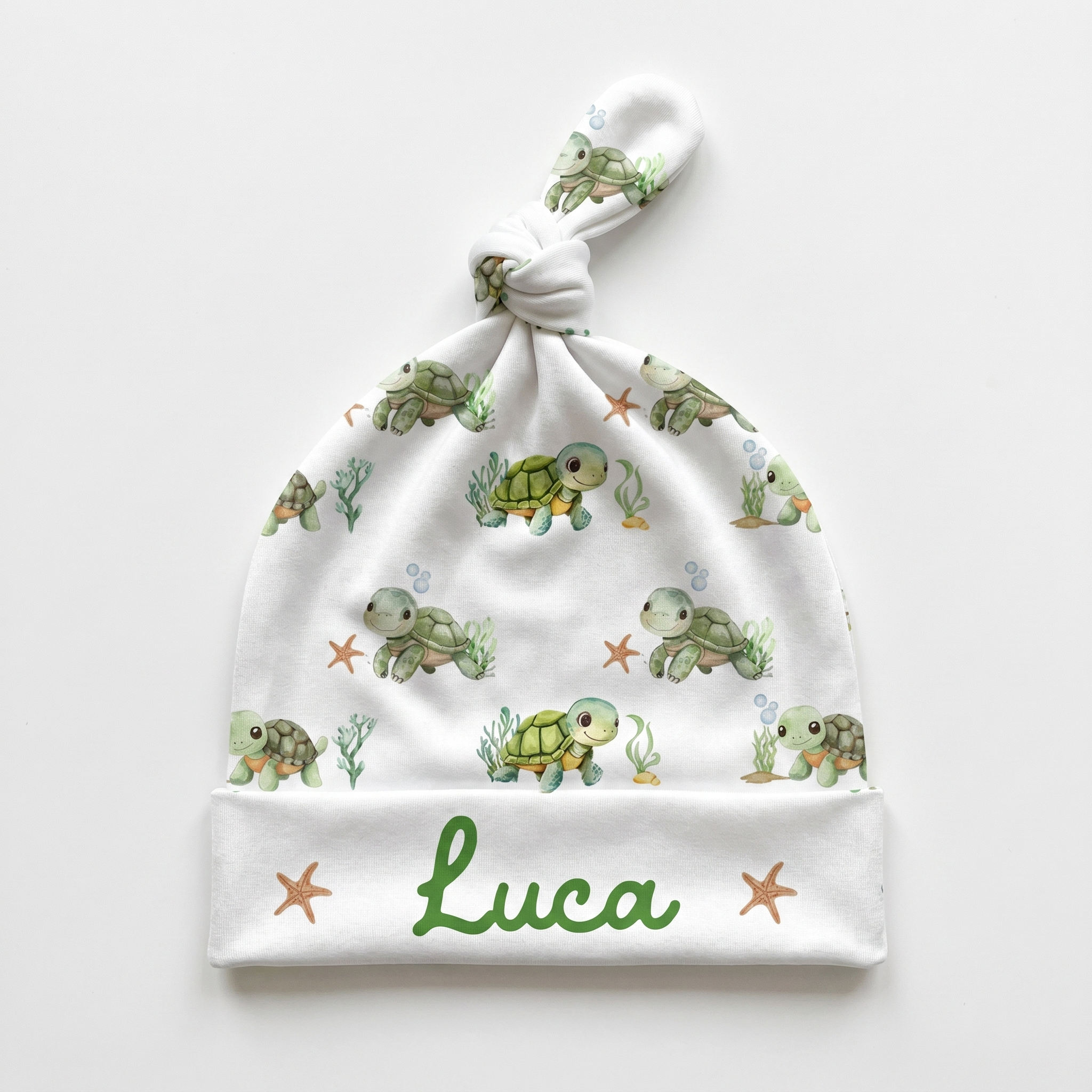 Personalized Knotted Hat in Sea Turtle
