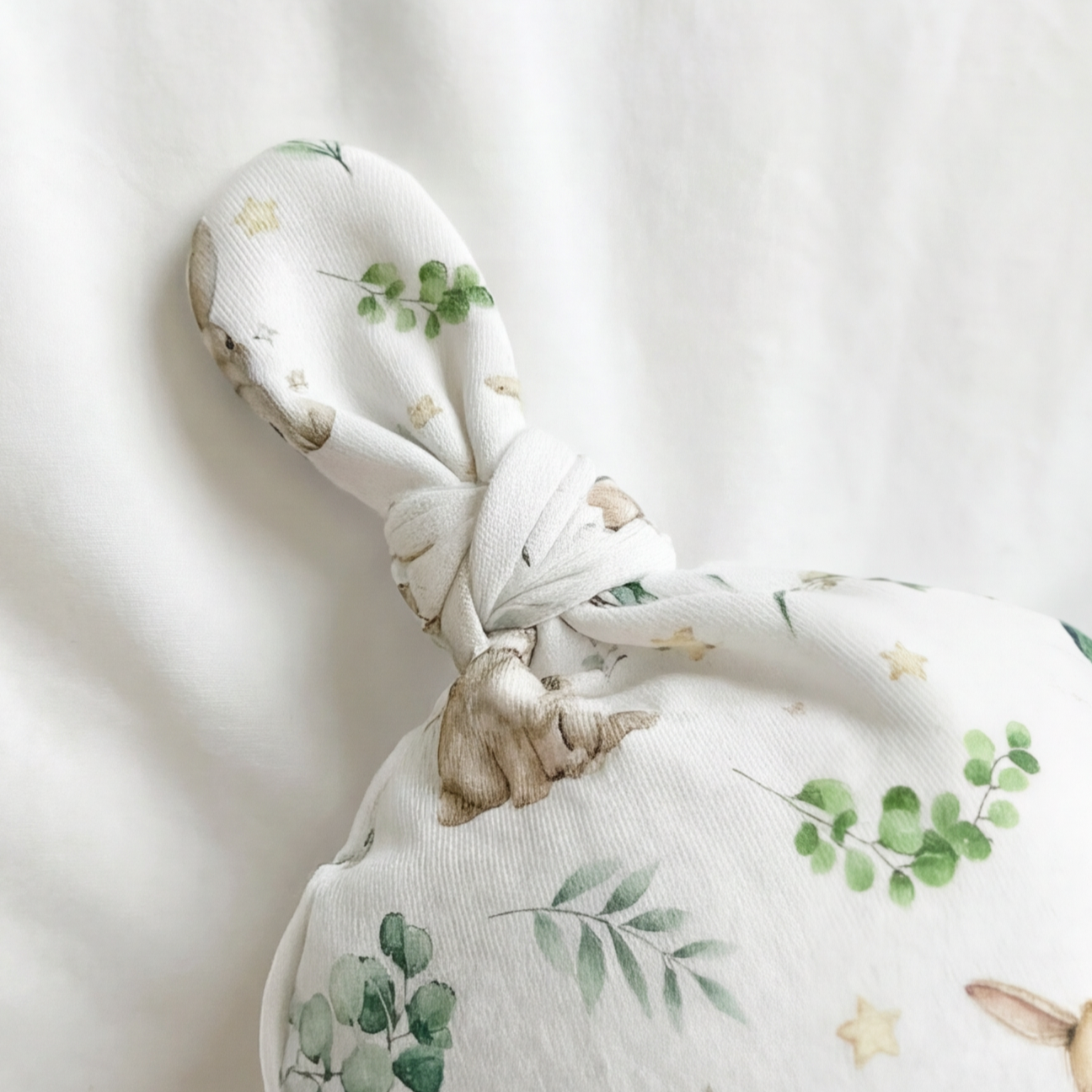 Personalized Knotted Hat in Bunny Garden