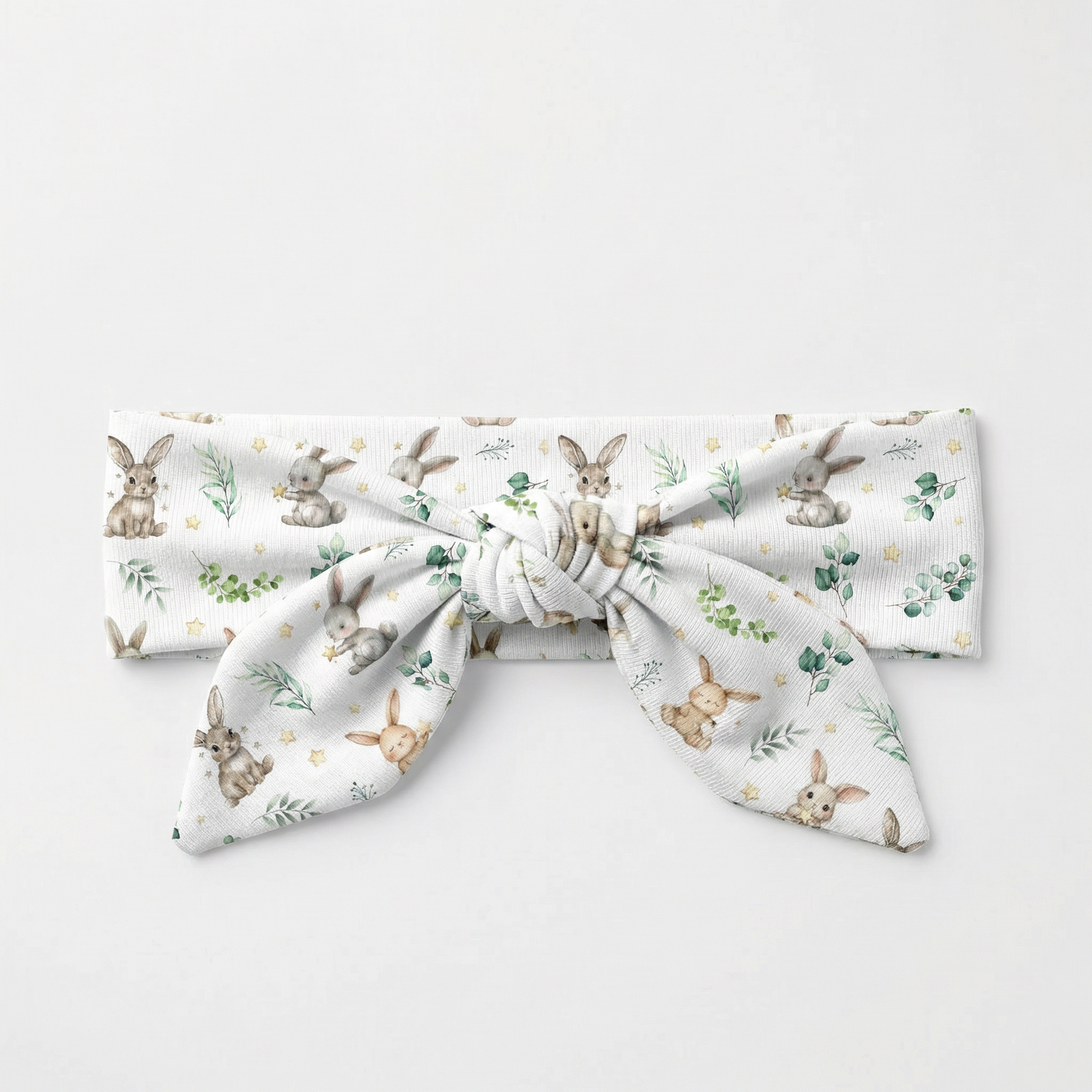 Personalized Knotted Headband in Bunny Garden