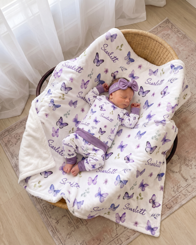 Personalized Blanket in Purple Butterfly