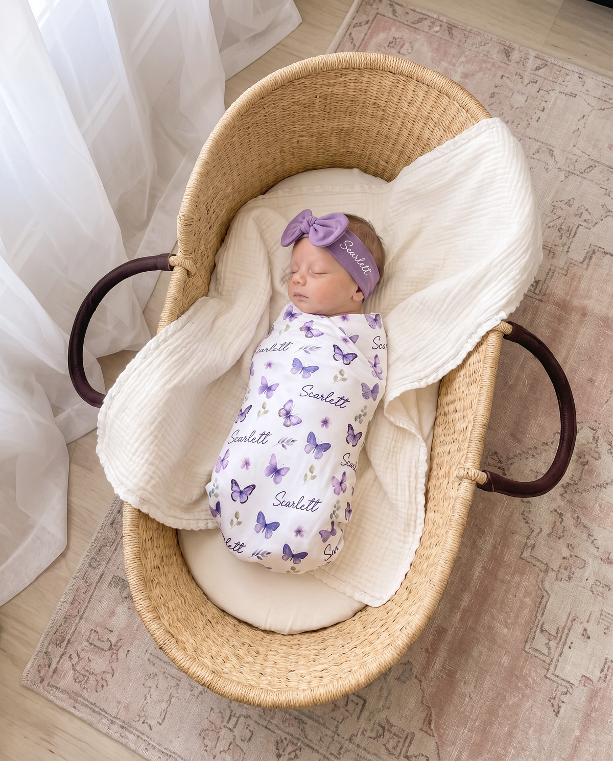 Personalized Bow Headband in Purple