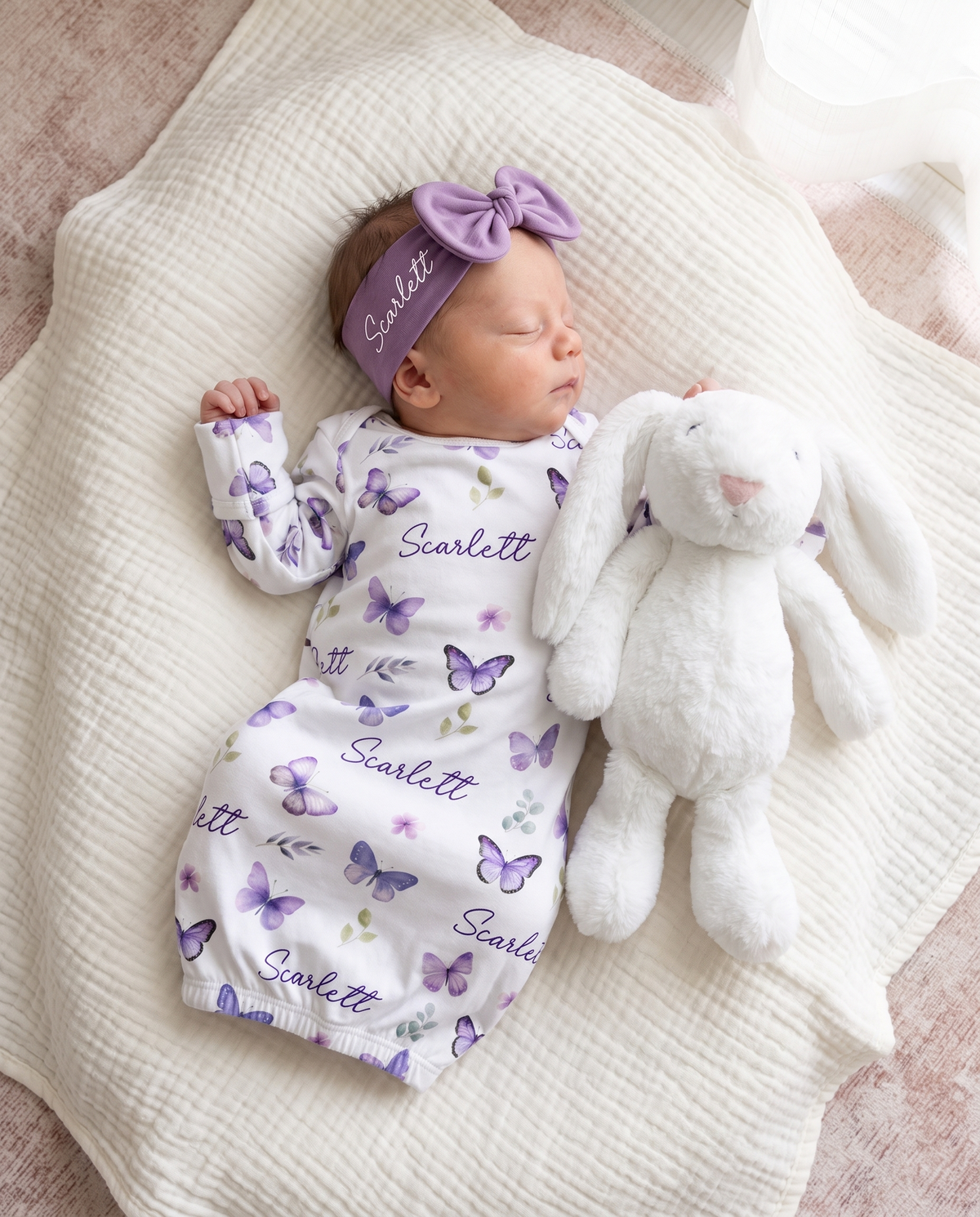 Personalized Bow Headband in Purple
