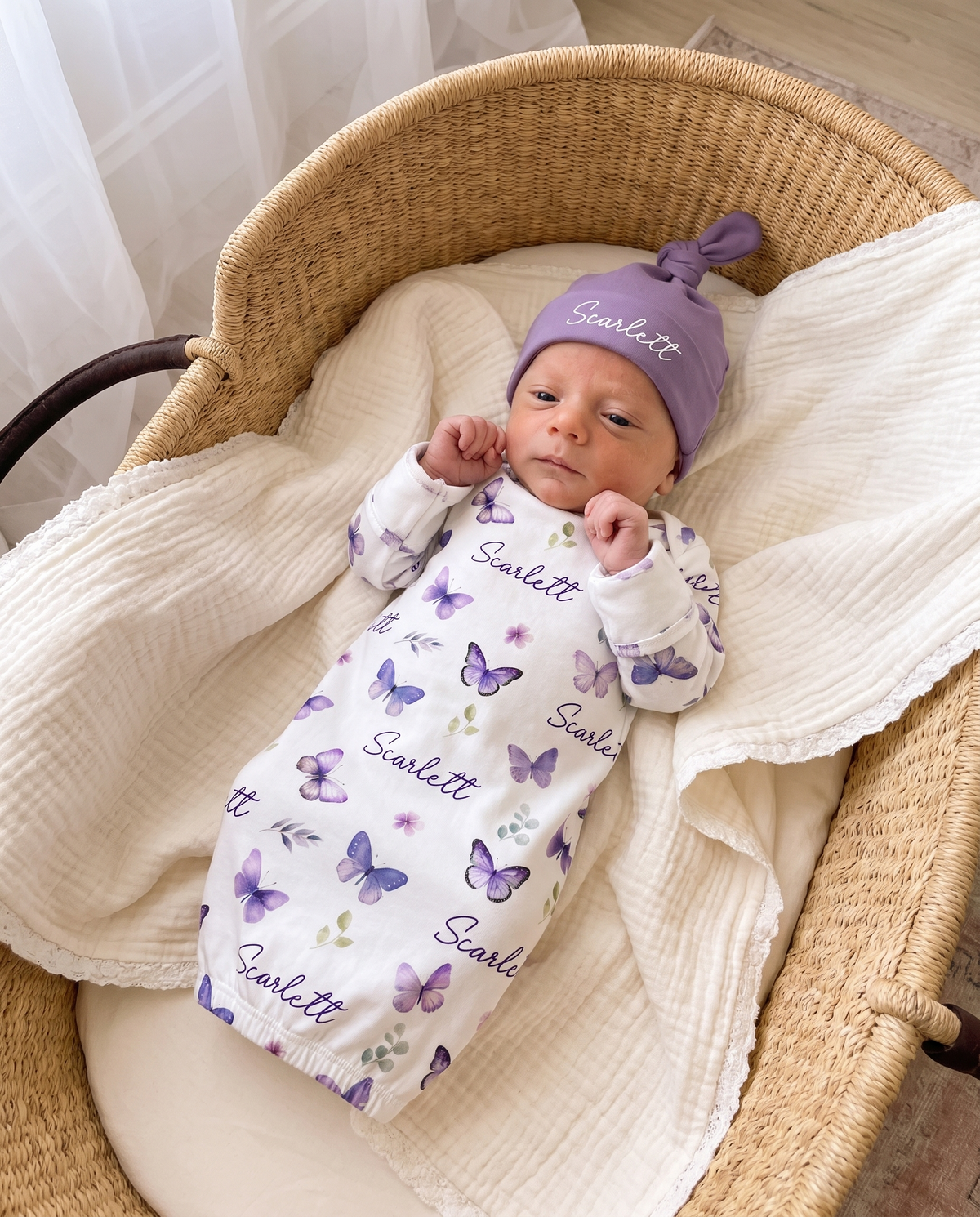 Personalized Knotted Hat in Purple