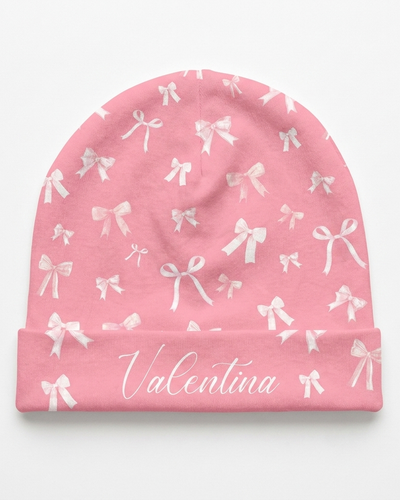 Personalized Beanie in Pink Coquette Bow