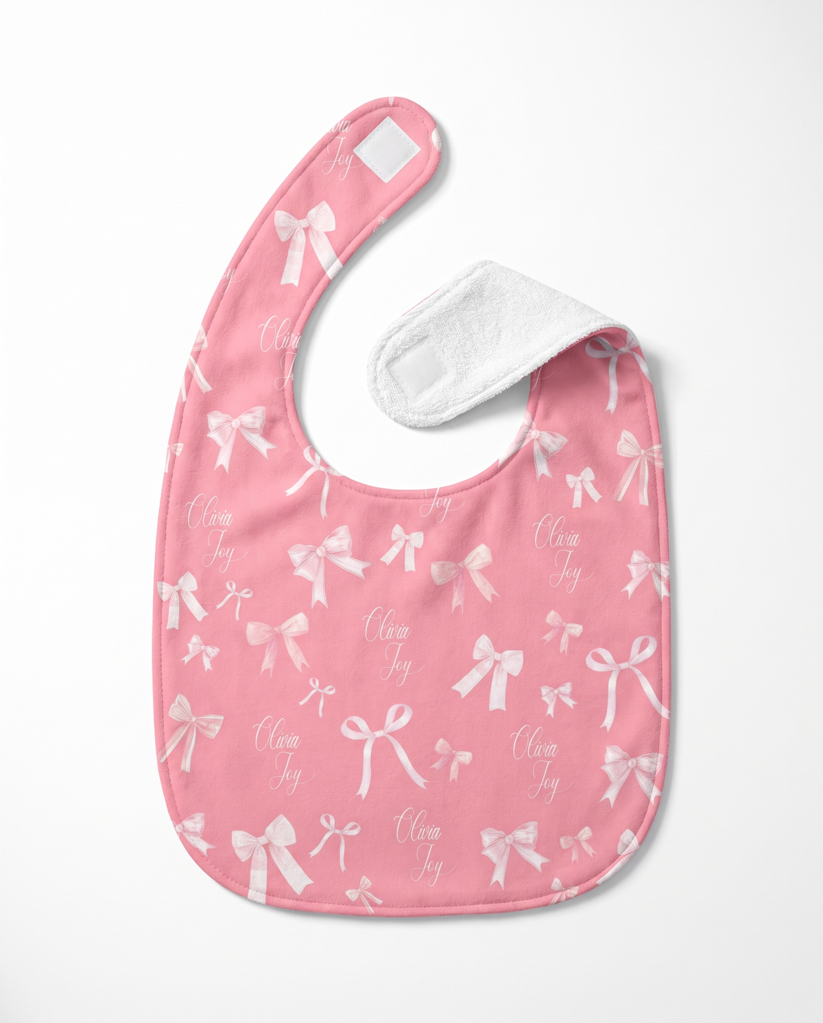 Personalized Bib and Burp Cloth Set in Pink Coquette Bow