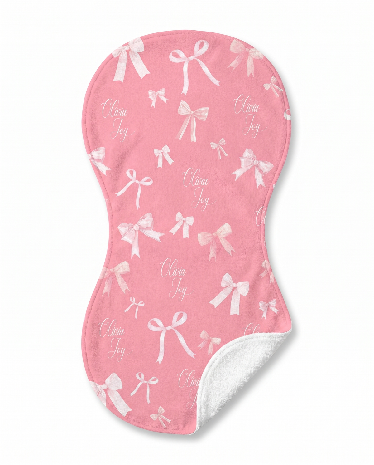 Personalized Bib and Burp Cloth Set in Pink Coquette Bow