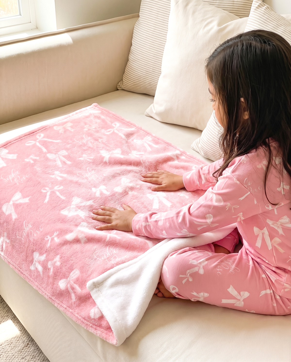 Personalized Blanket in Pink Coquette Bow