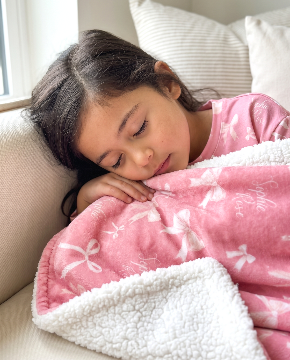 Personalized Blanket in Pink Coquette Bow