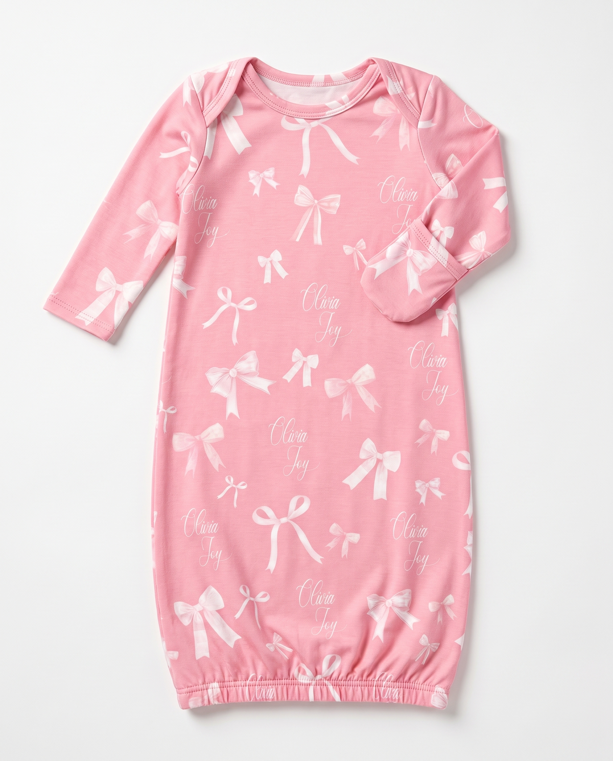 Personalized Sleep Gown in Pink Coquette Bow