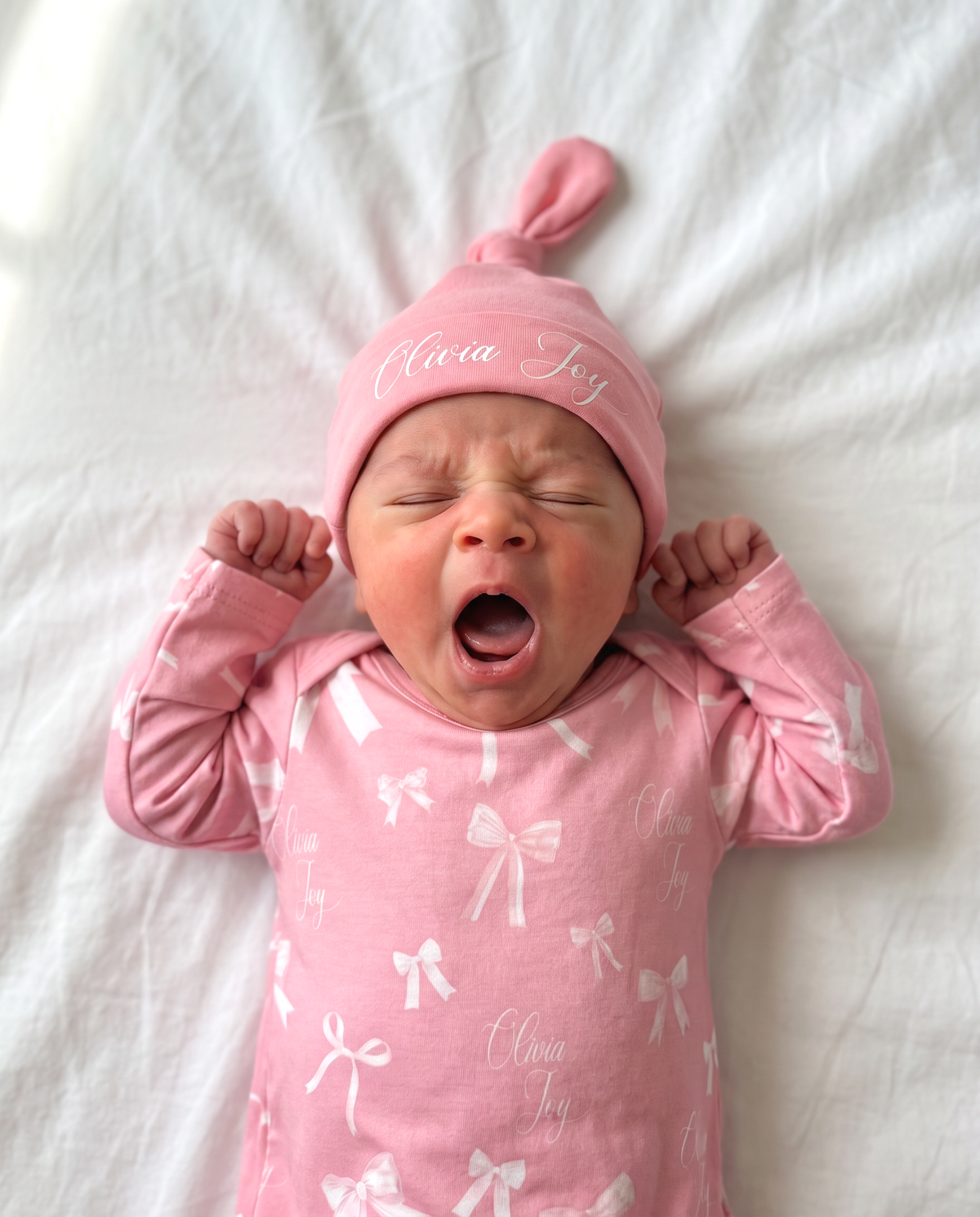 Personalized Sleep Gown in Pink Coquette Bow