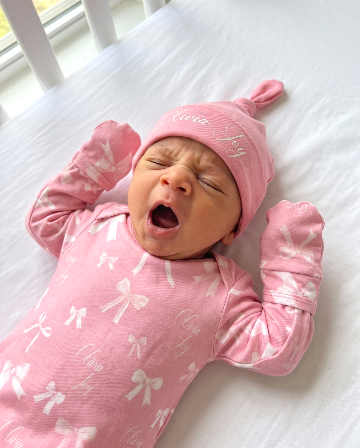 Personalized Sleep Gown in Pink Coquette Bow