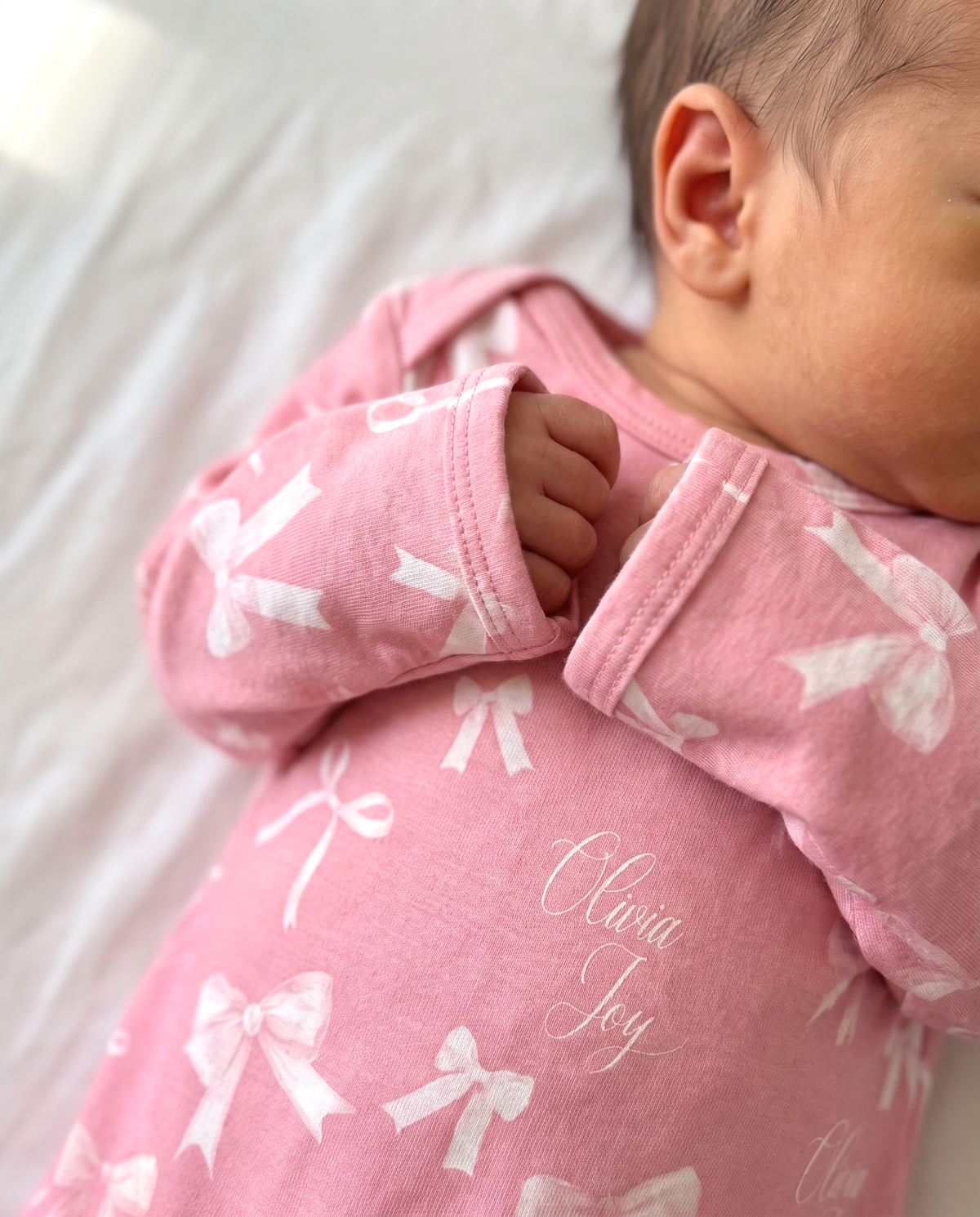 Personalized Sleep Gown in Pink Coquette Bow