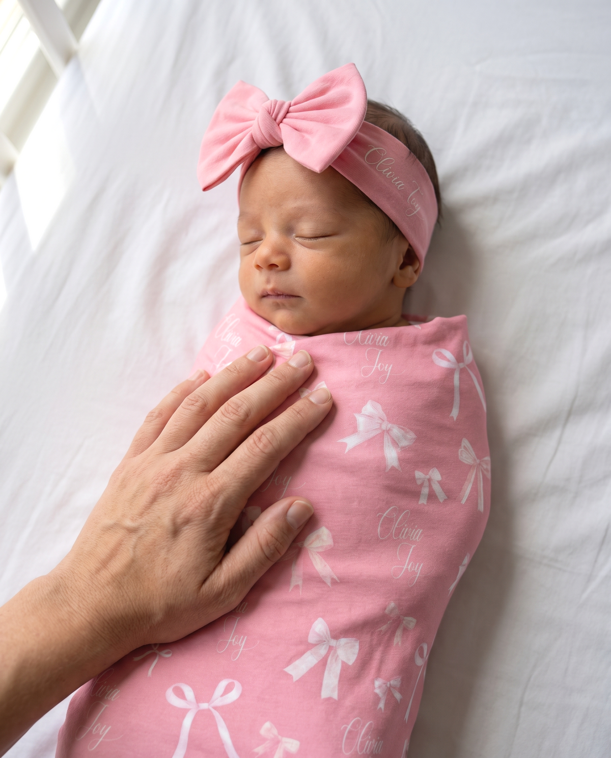 Personalized Swaddle in Pink Coquette Bow