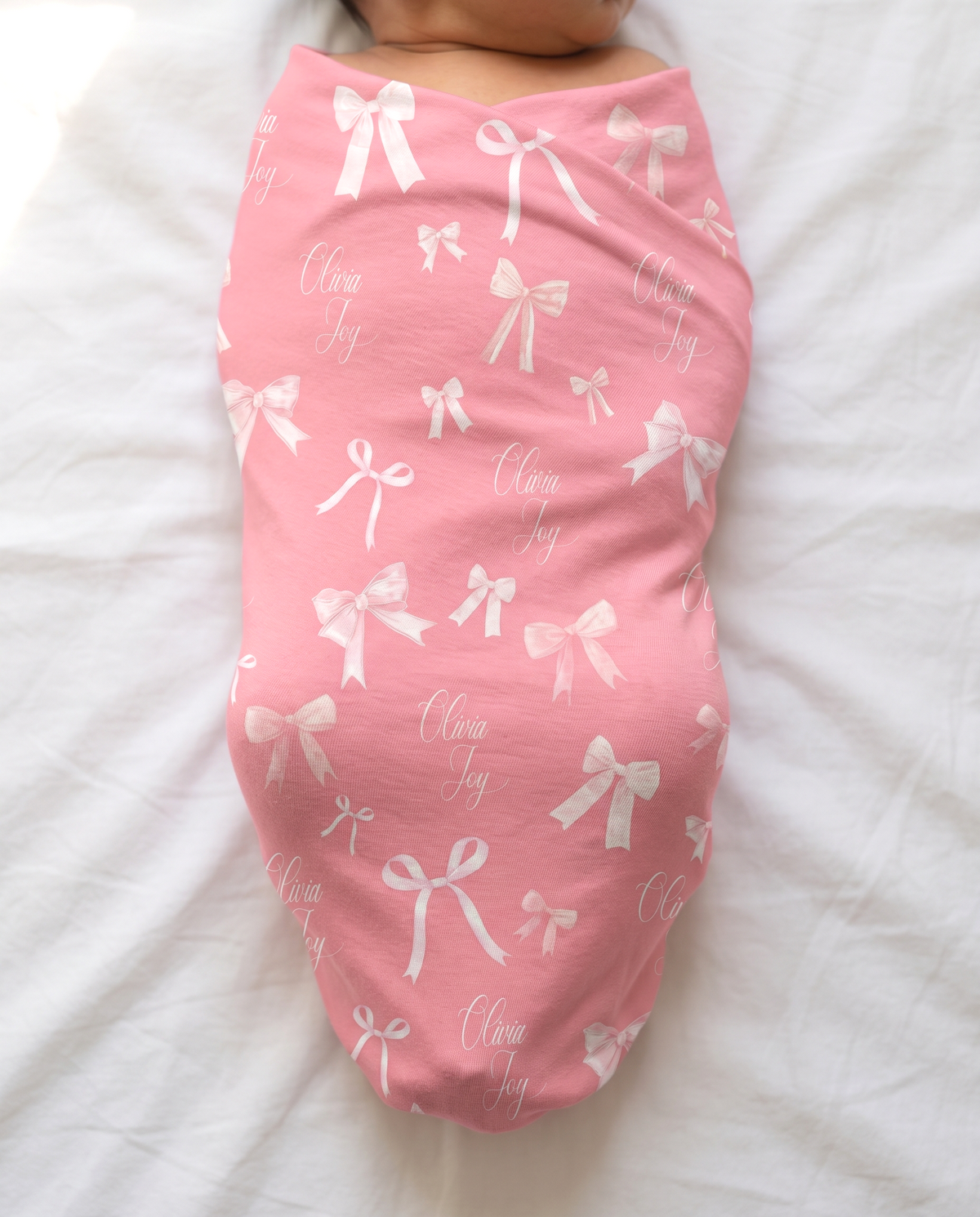 Personalized Swaddle in Pink Coquette Bow