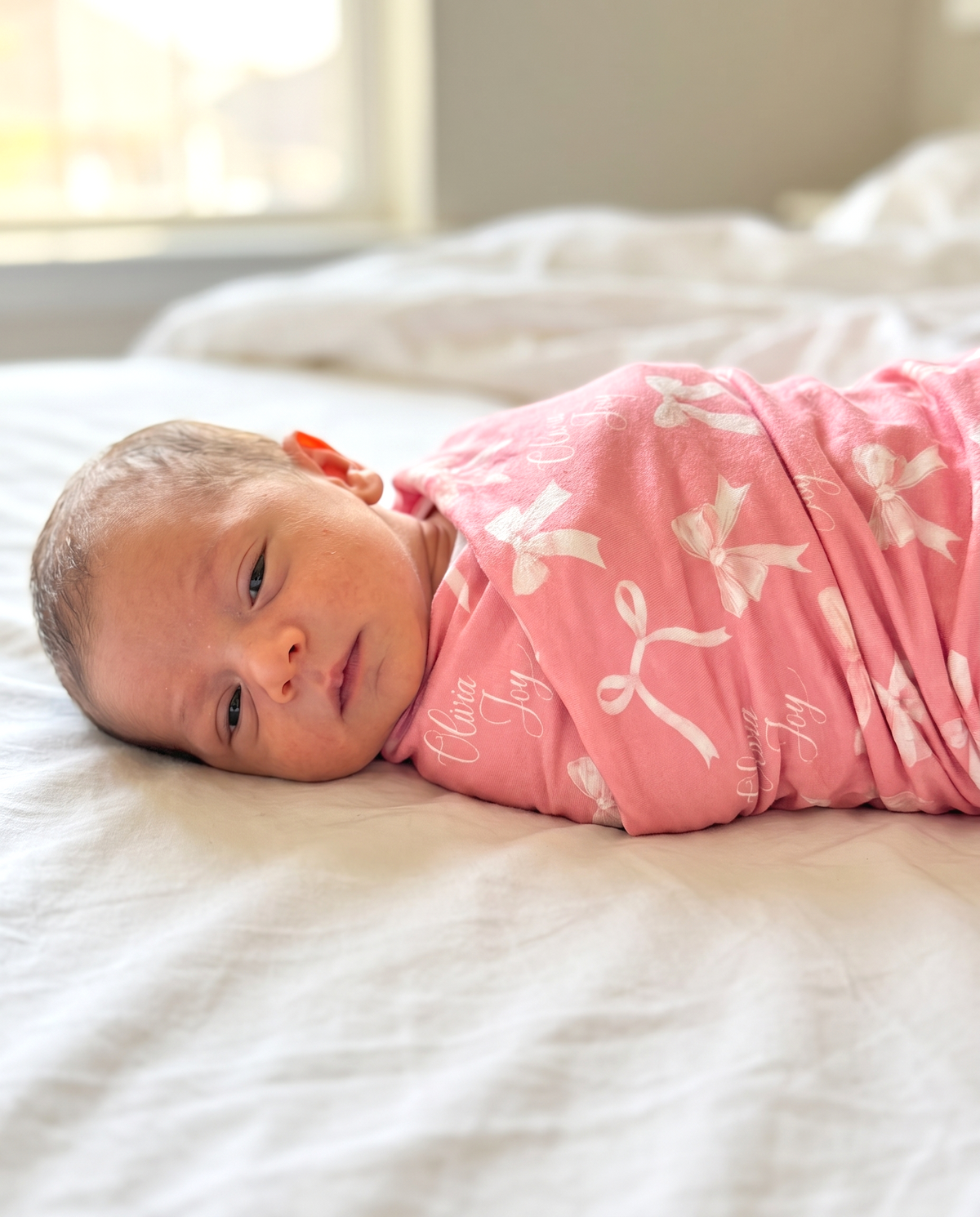 Personalized Swaddle in Pink Coquette Bow