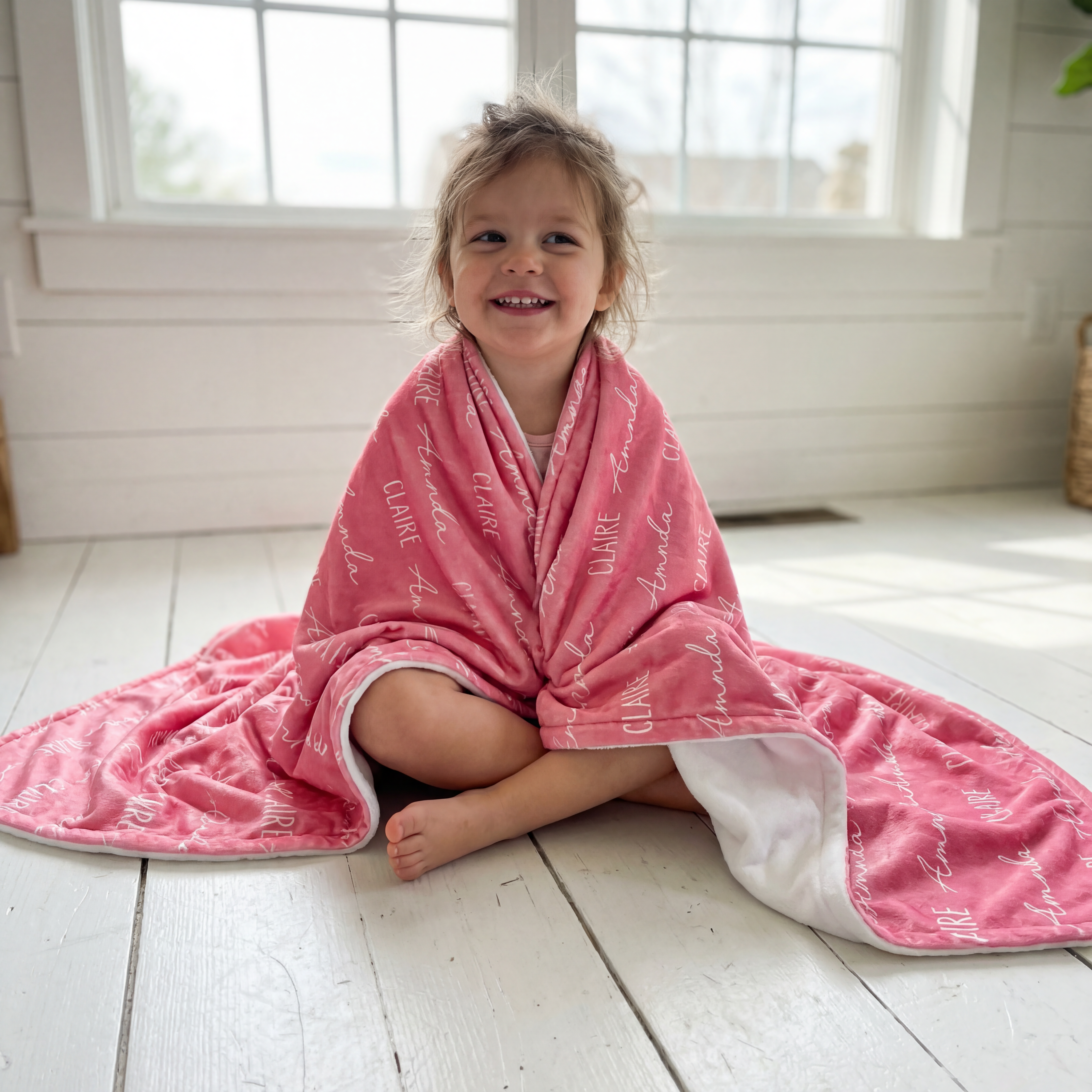 Personalized Minky Blanket Font Duo in Peony
