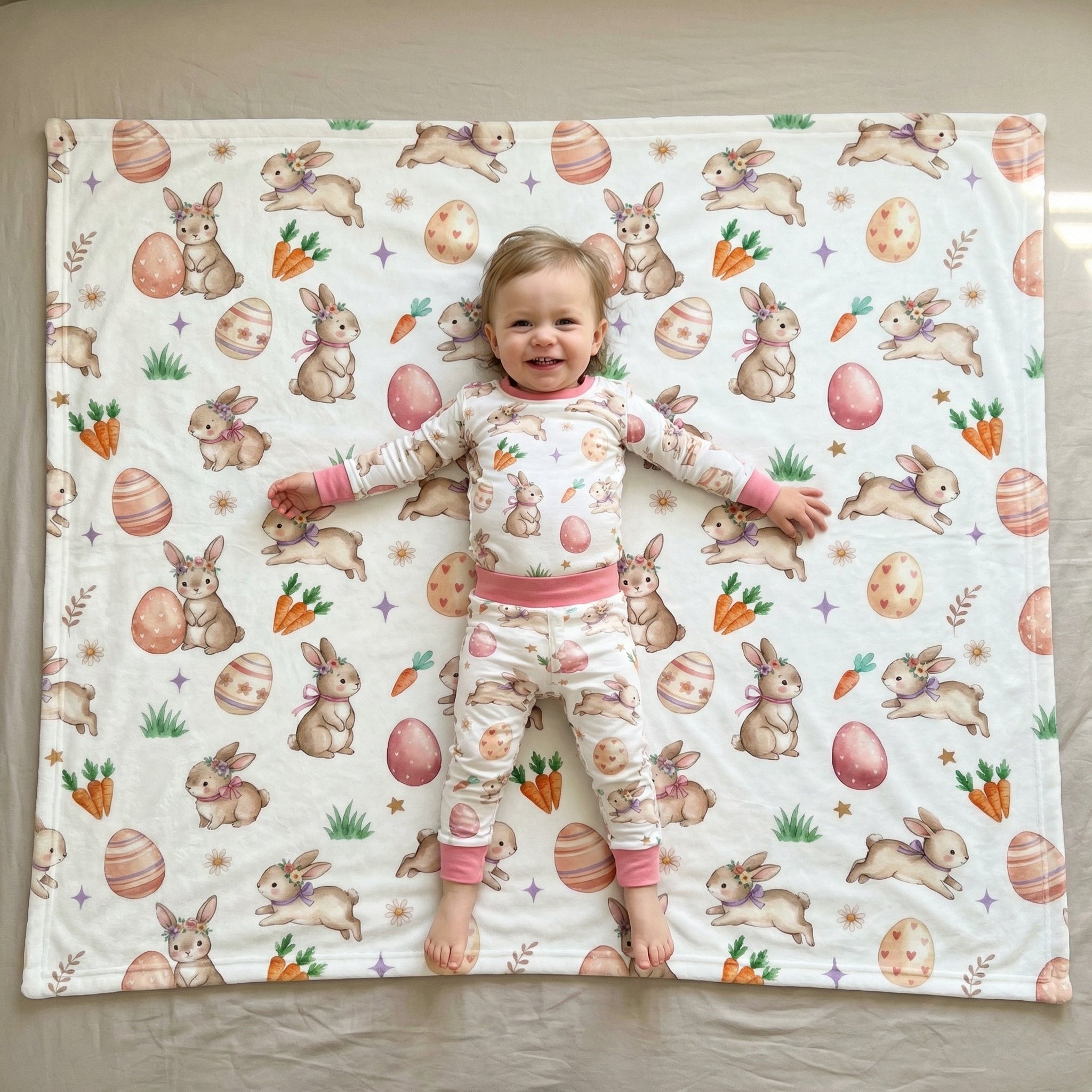 Pajama Set in Pink Easter Eggs