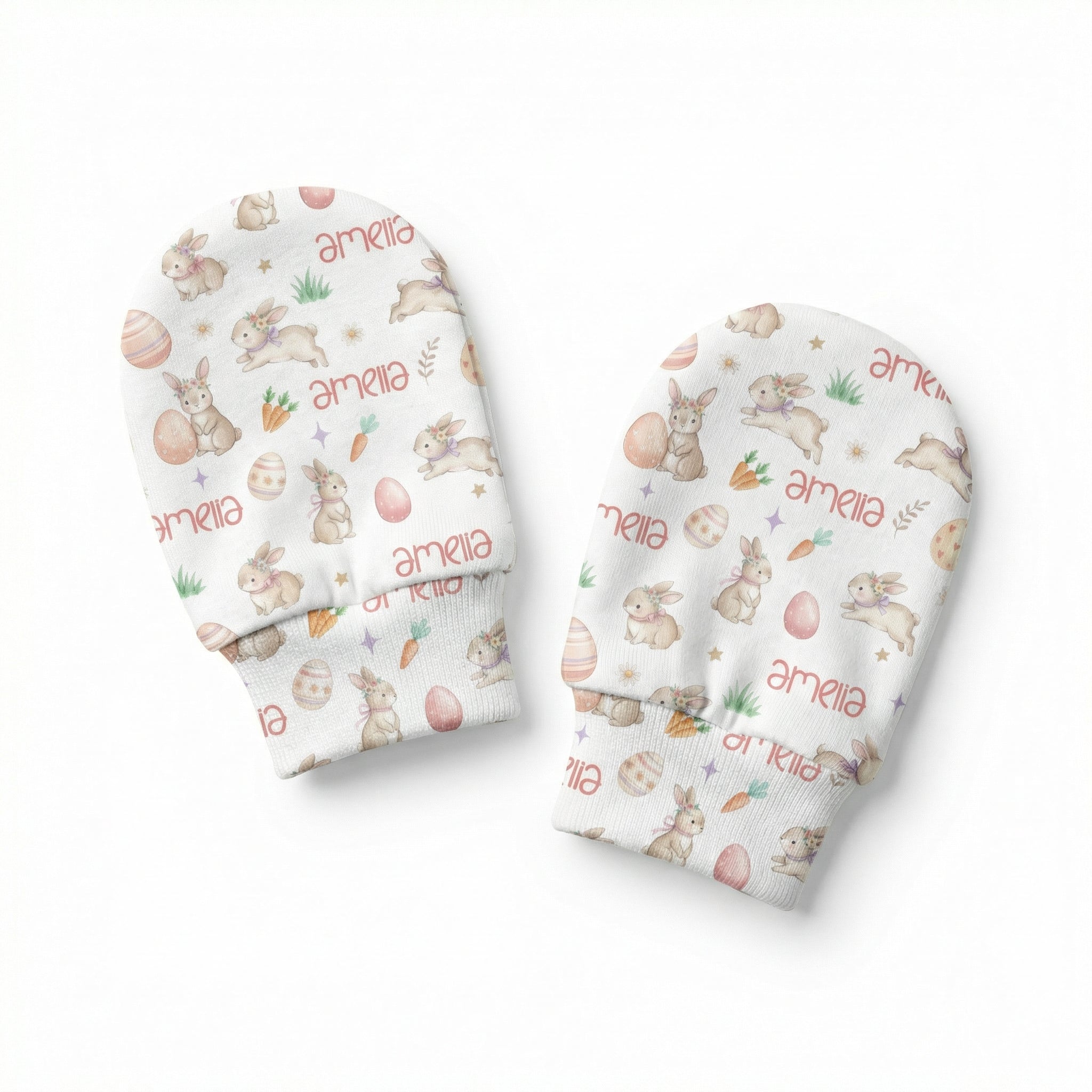 Personalized Mittens in Pink Easter Eggs