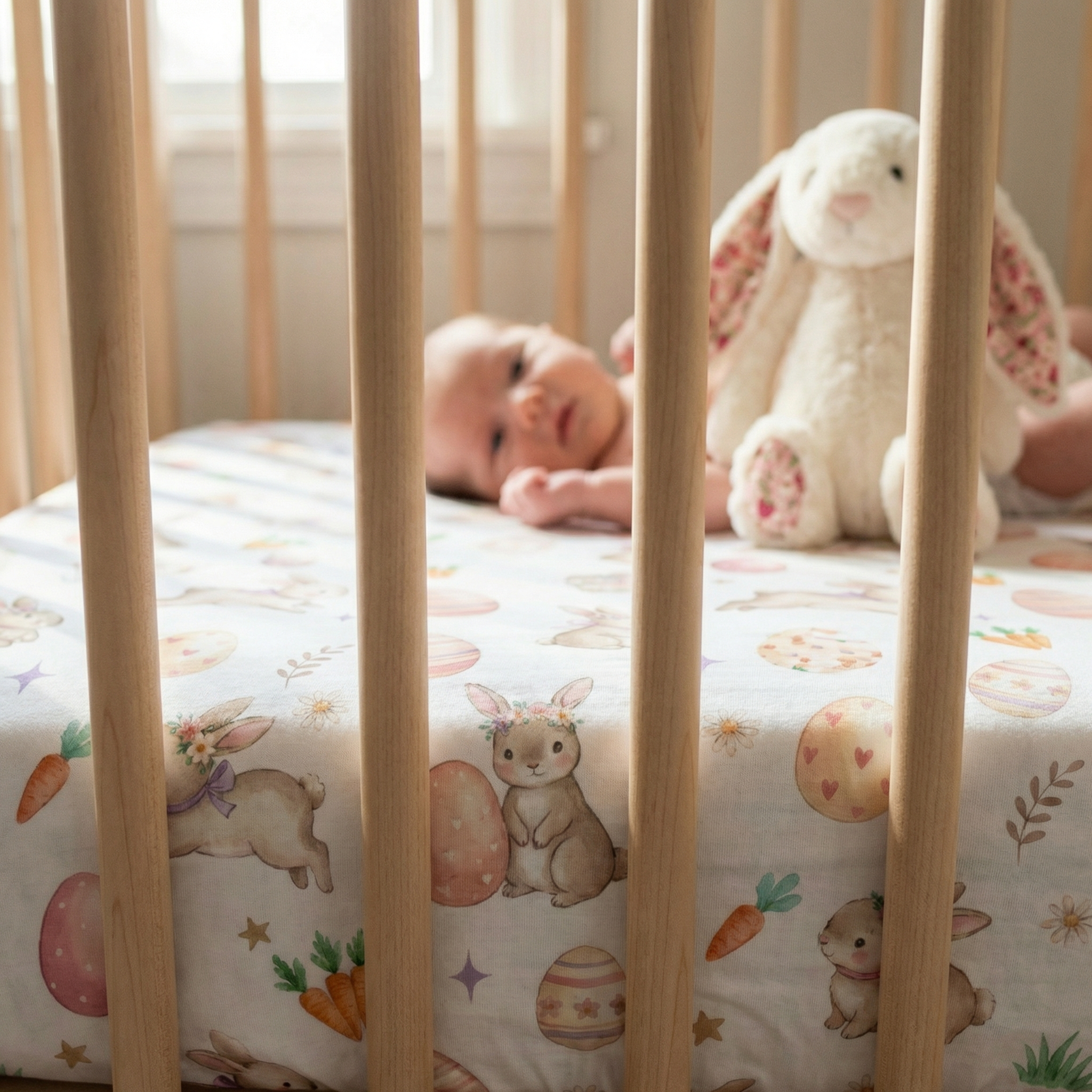 Crib Sheet in Pink Easter Eggs