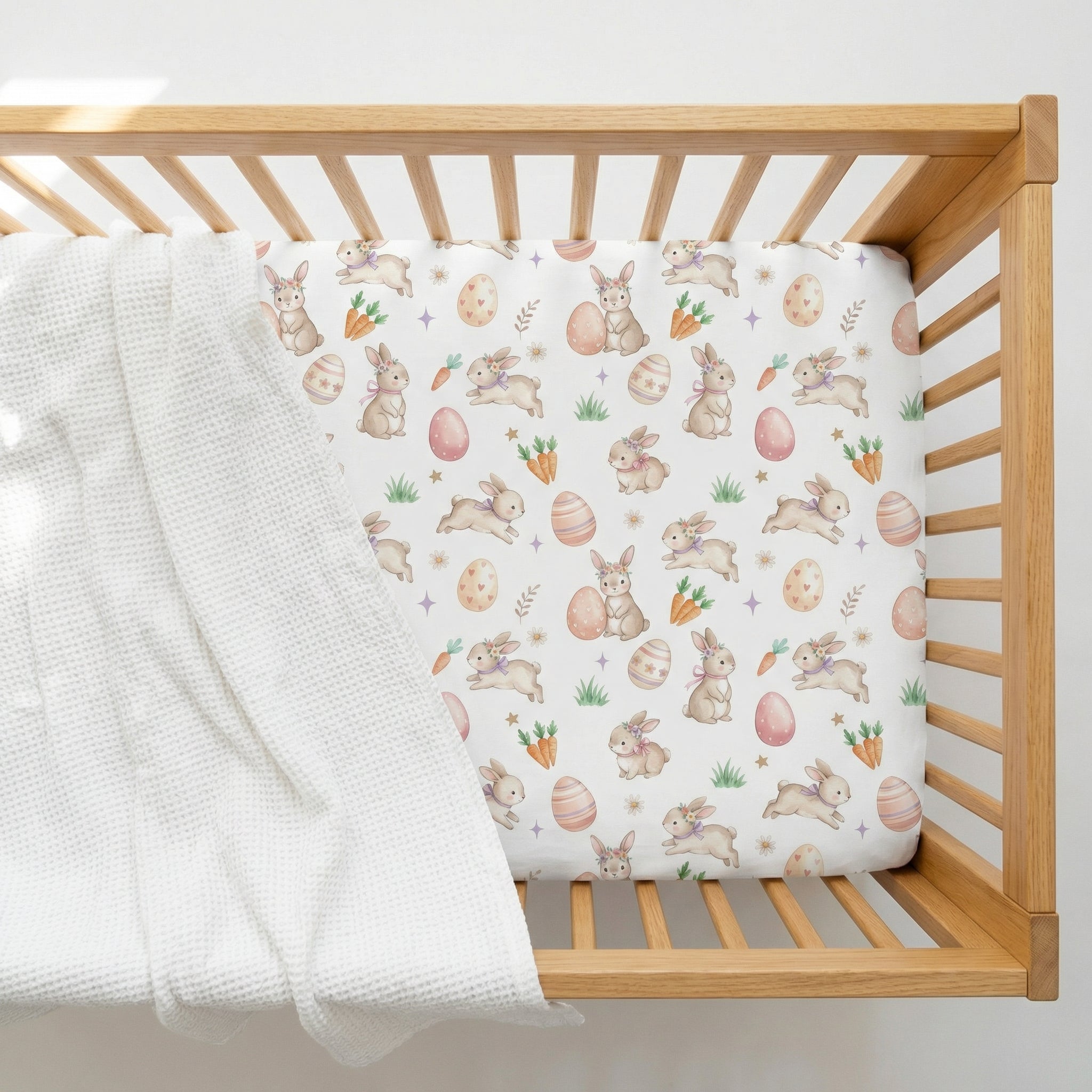 Crib Sheet in Pink Easter Eggs