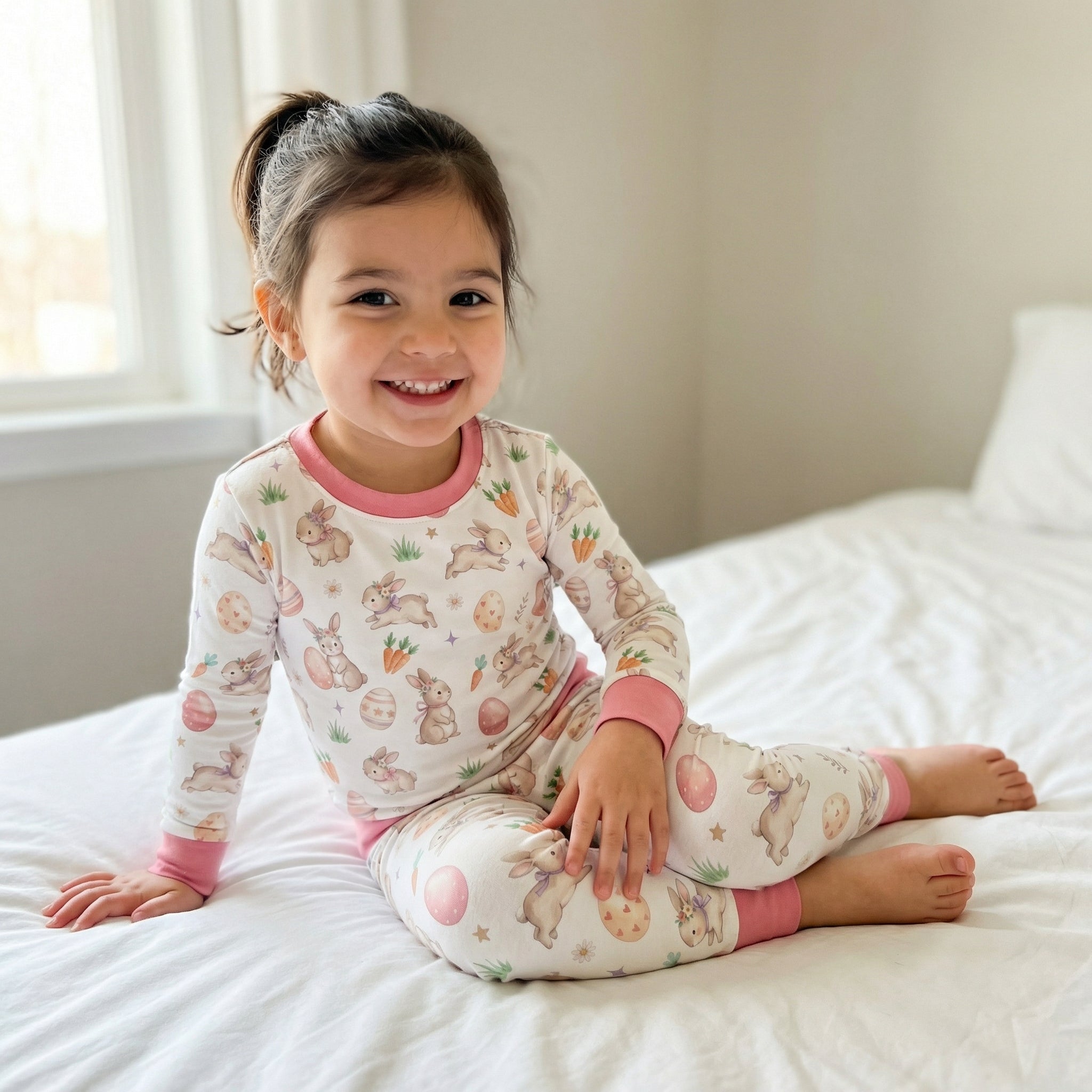 Pajama Set in Pink Easter Eggs