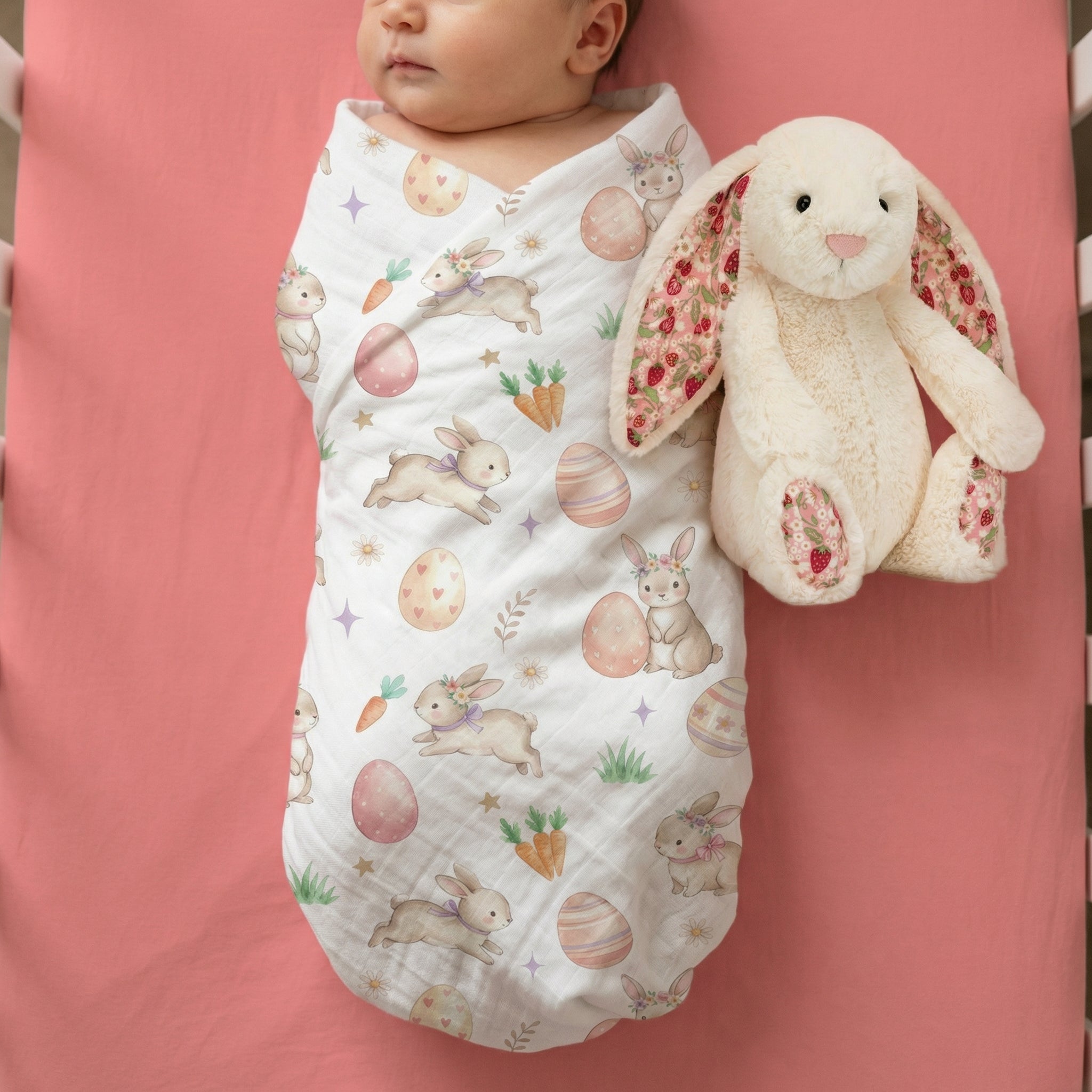 Crib Sheet in Coral Pink