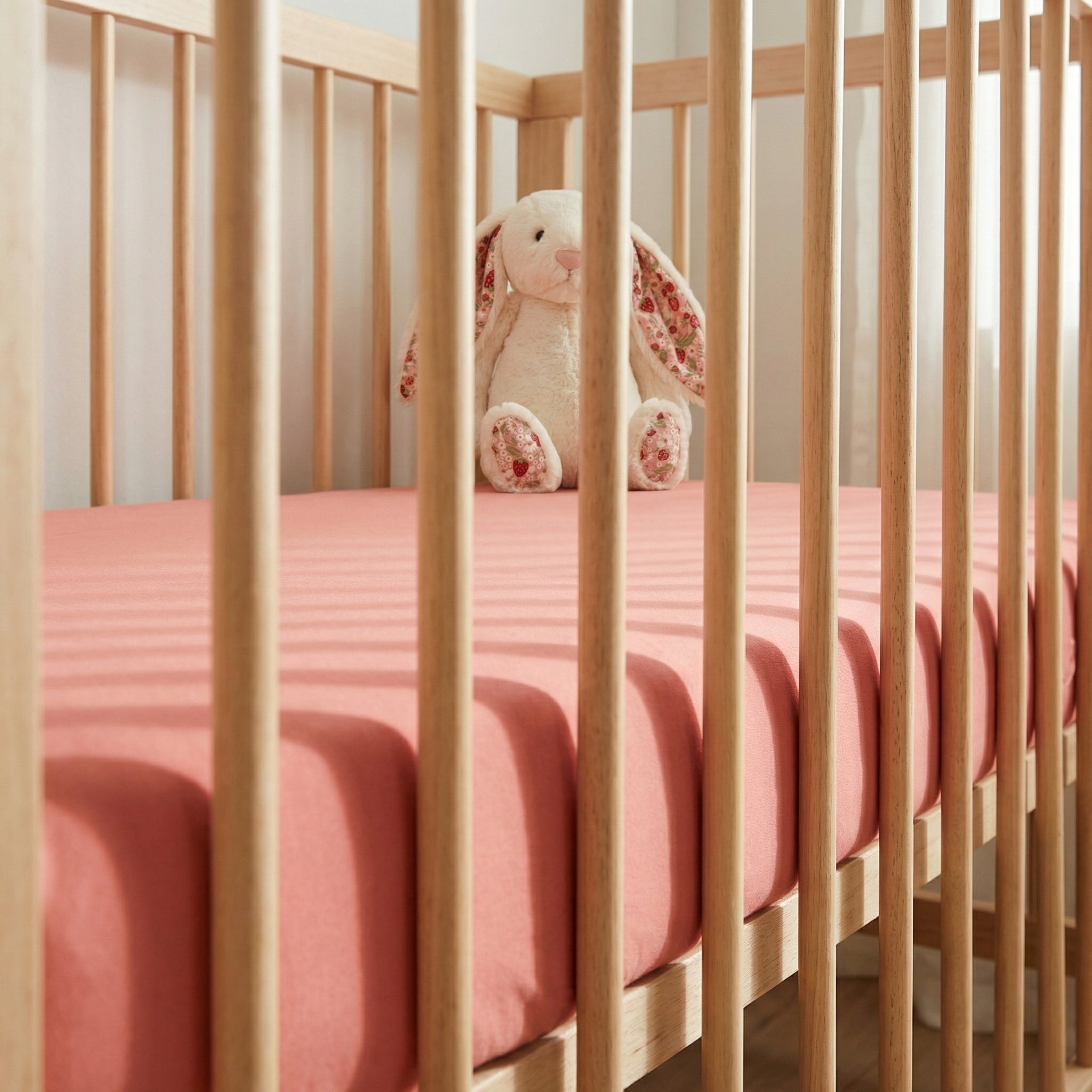 Crib Sheet in Coral Pink