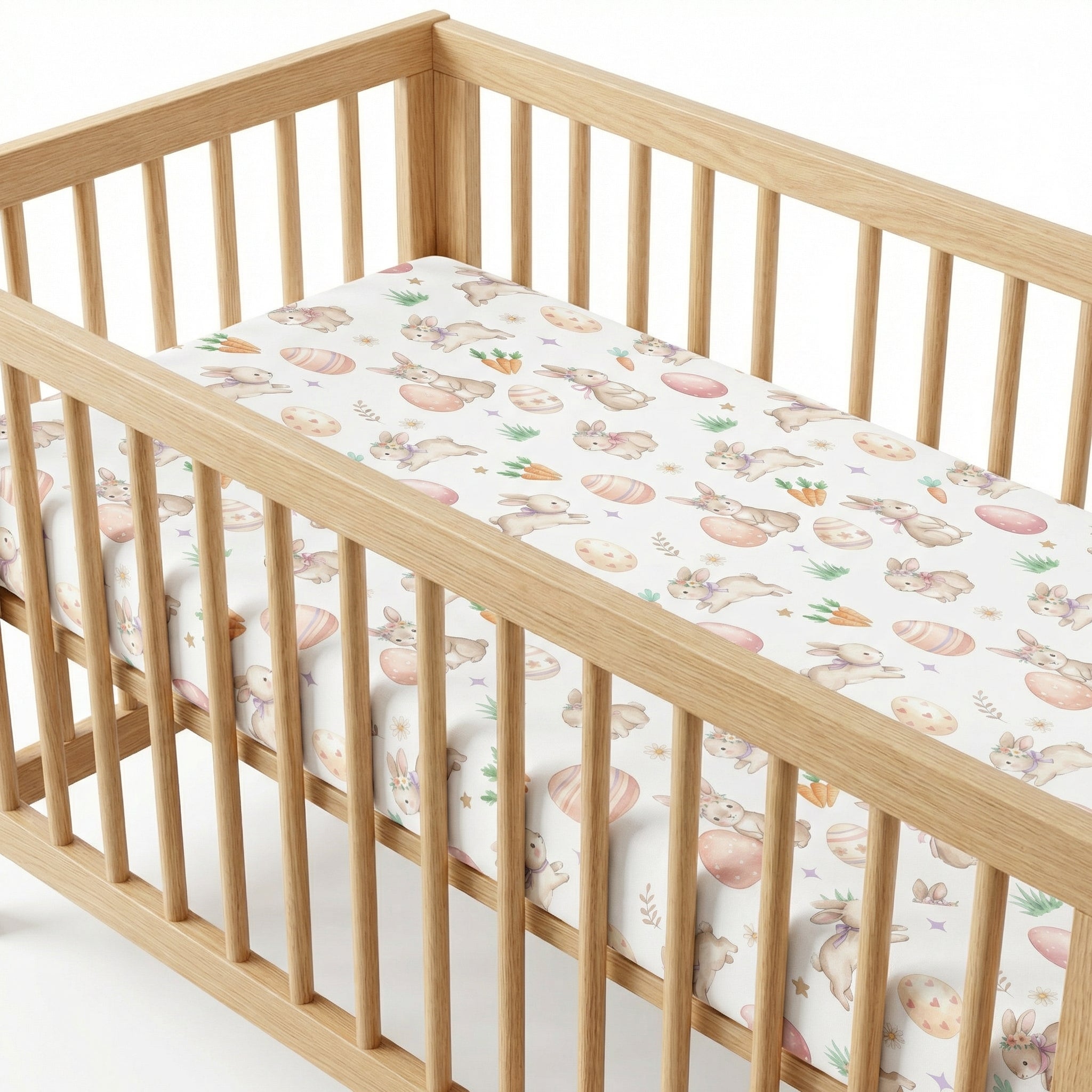 Crib Sheet in Pink Easter Eggs