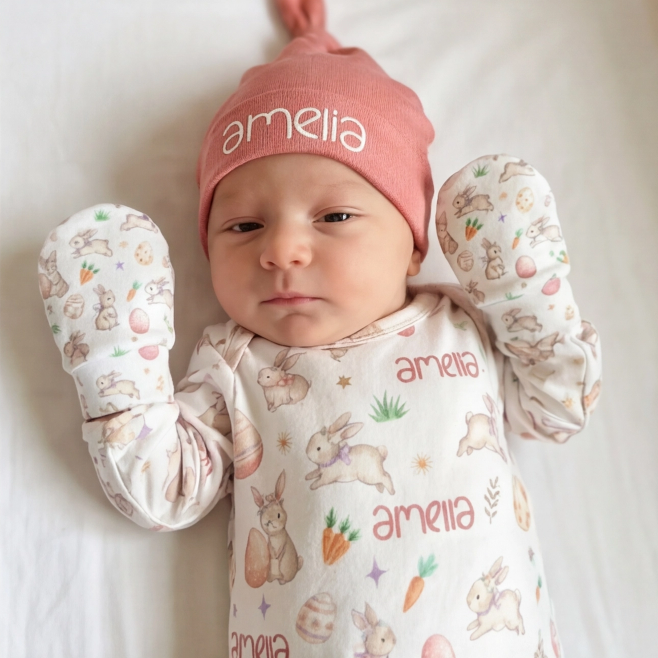 Mittens in Pink Easter Eggs