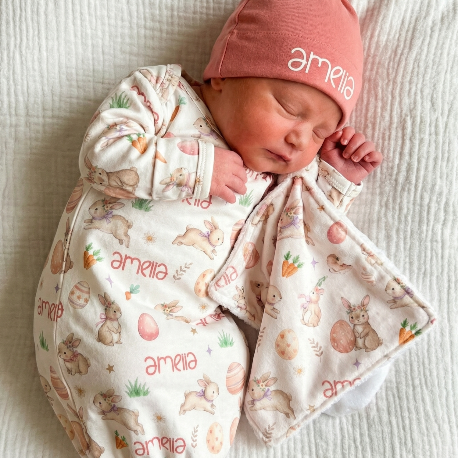 Personalized Mini Lovey in Pink Easter Eggs
