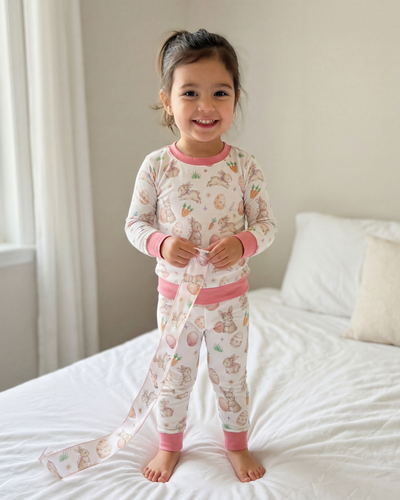 Personalized Baby Pajama Set in Pink Easter Eggs