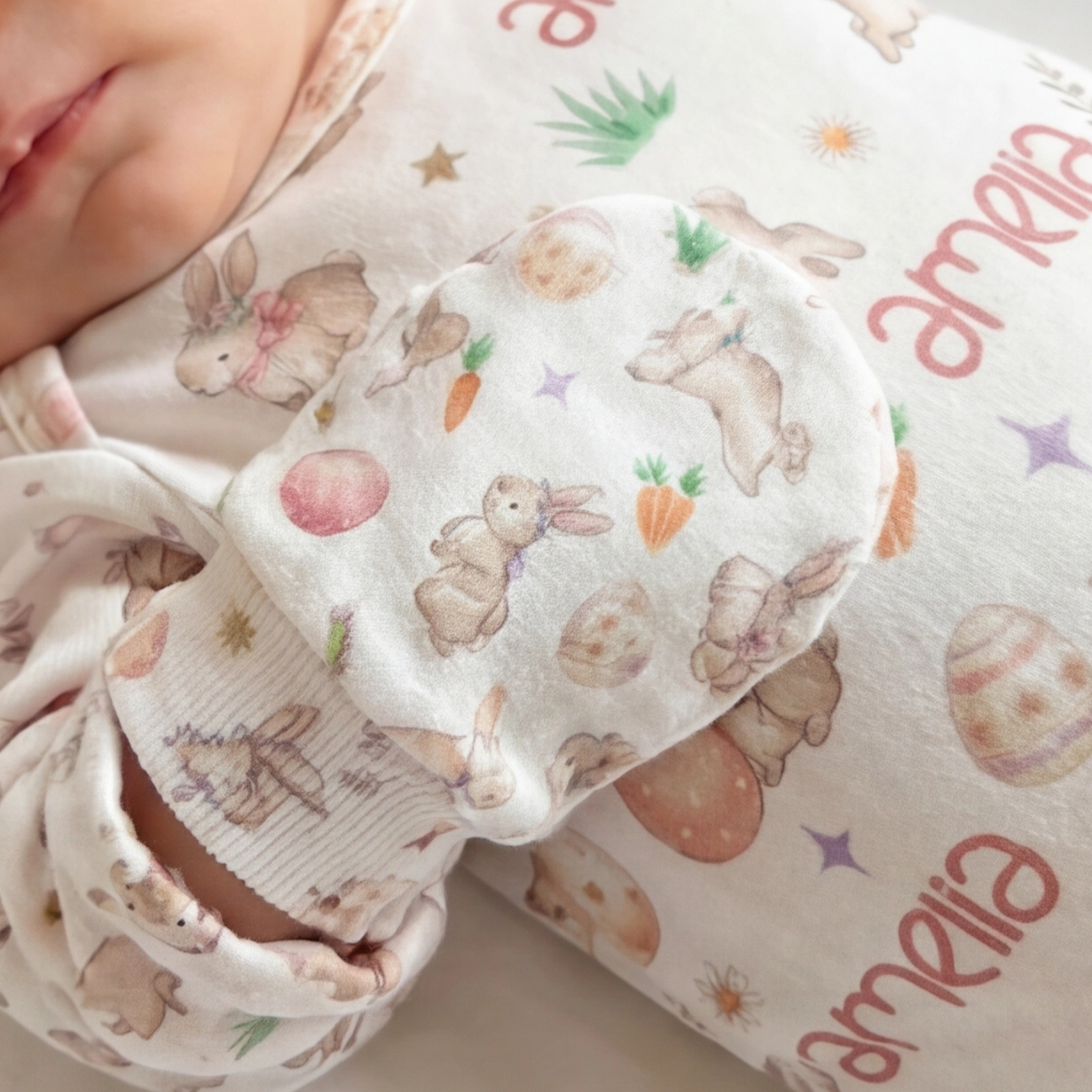 Mittens in Pink Easter Eggs