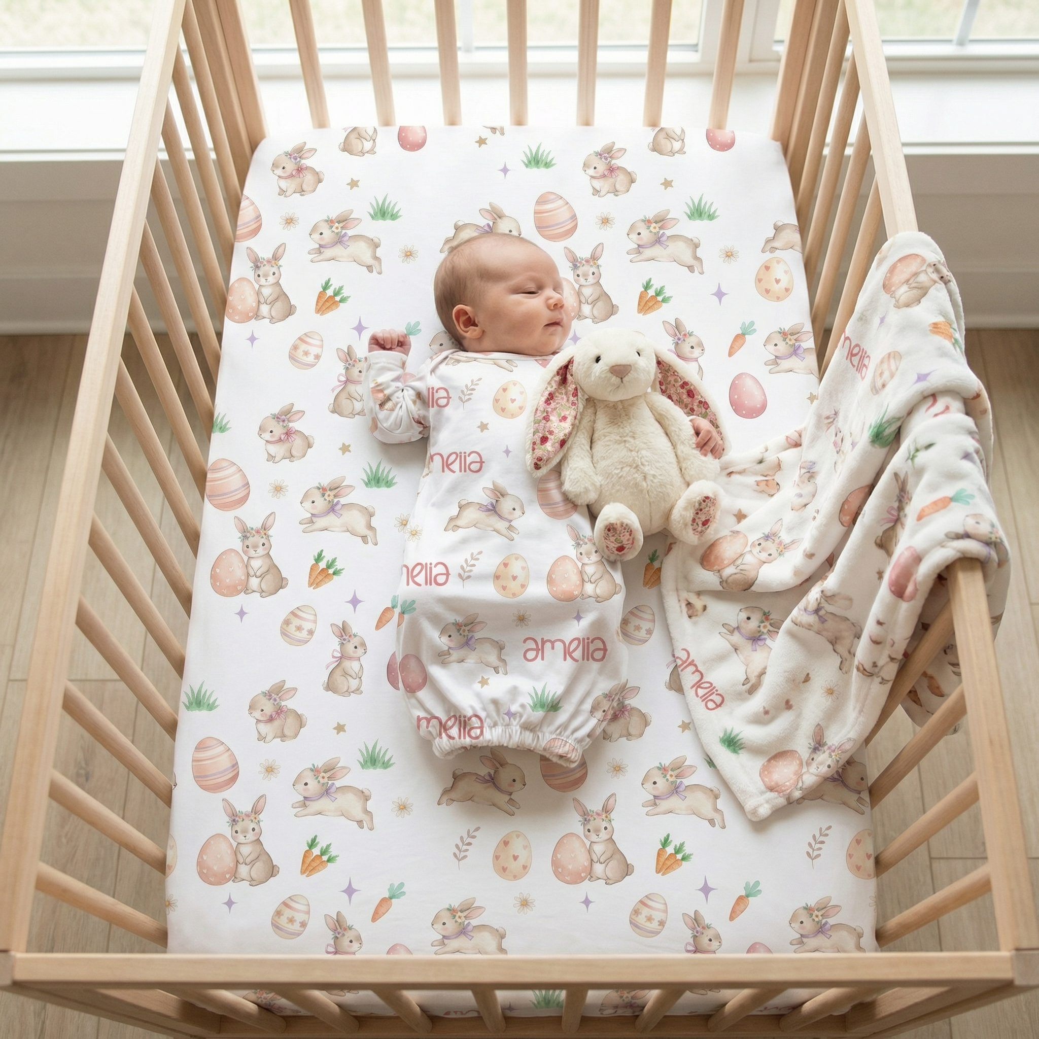 Crib Sheet in Pink Easter Eggs