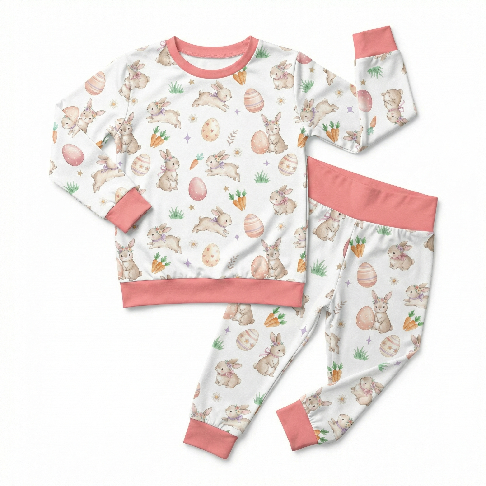 Pajama Set in Pink Easter Eggs