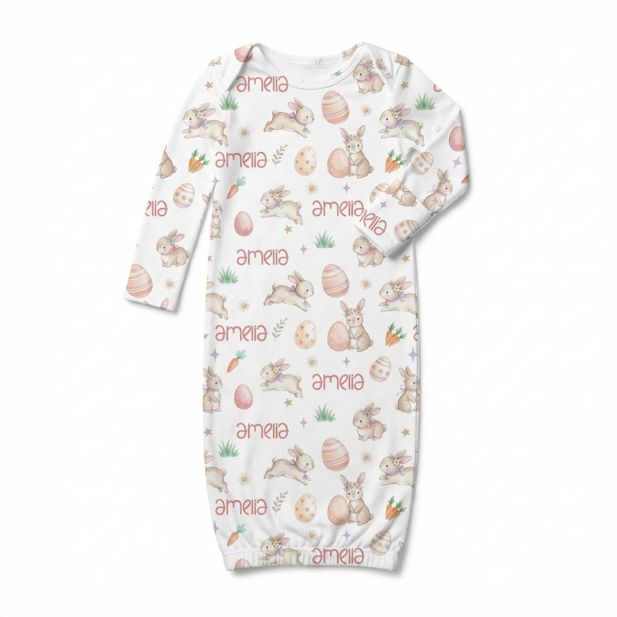 Personalized Sleep Gown in Pink Easter Eggs