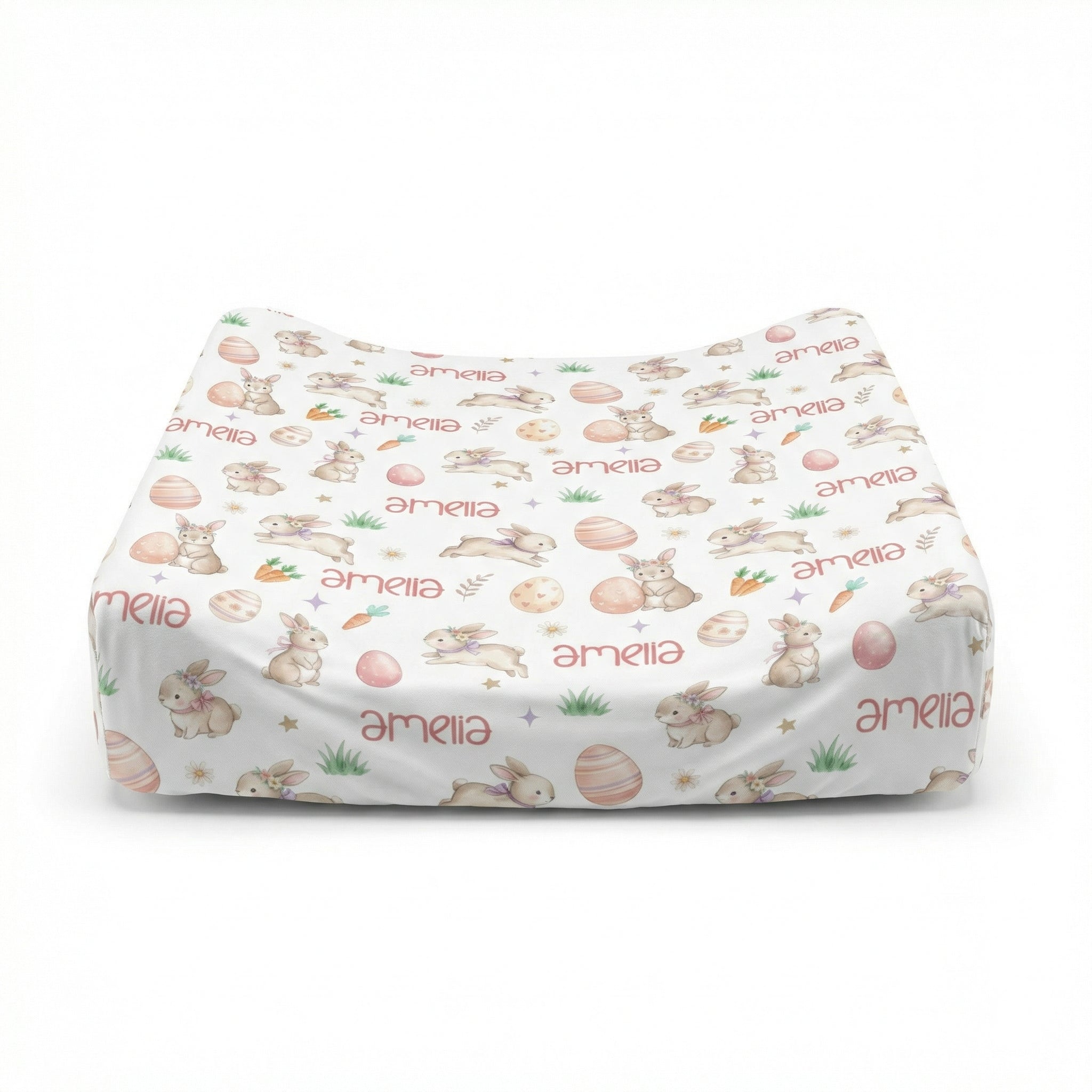 Personalized Changing Pad Cover in Pink Easter Eggs