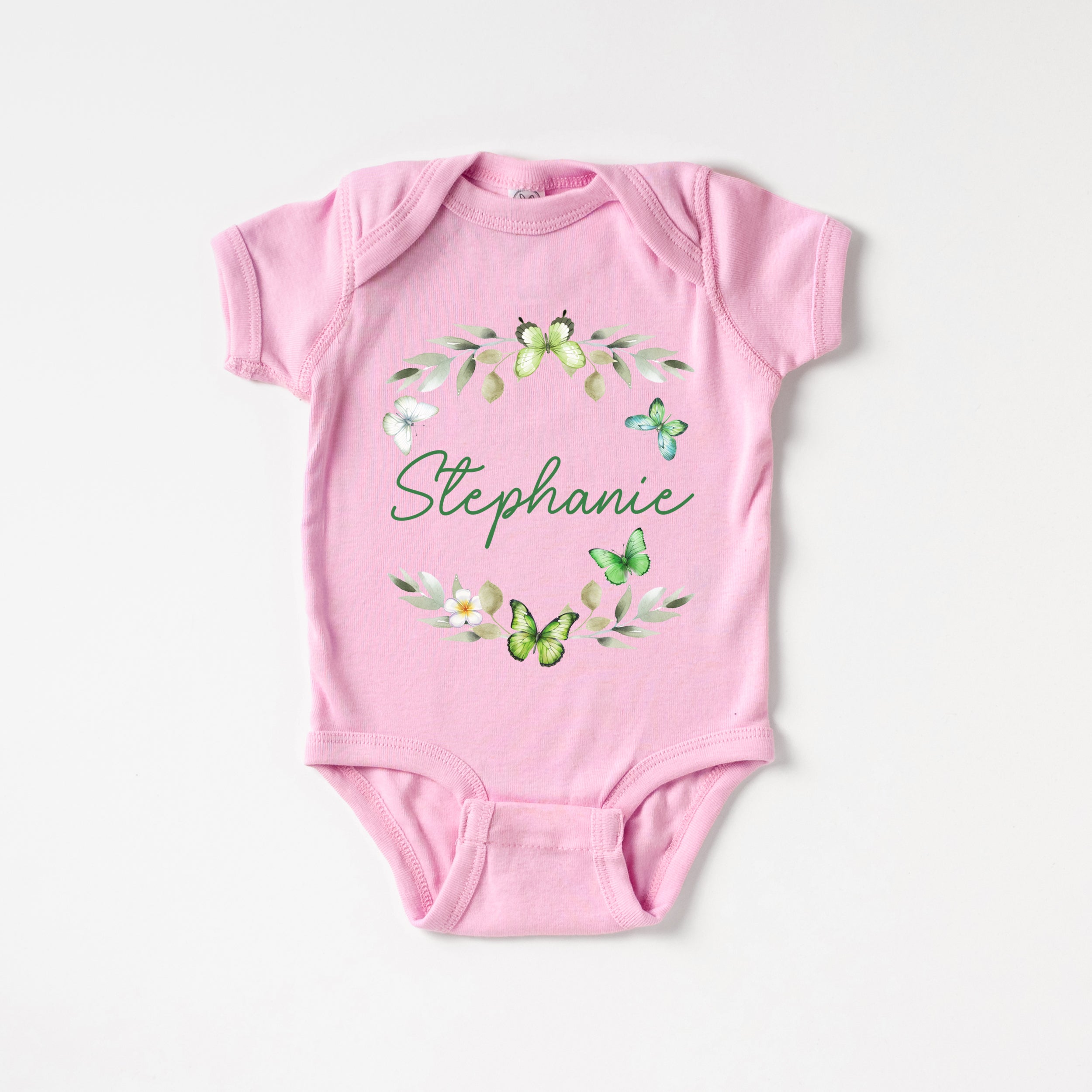 Personalized Graphic Bodysuit in Green Butterfly