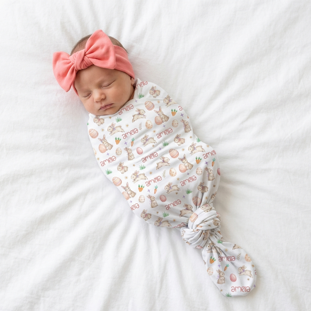 Personalized Bow Headband in Coral Pink