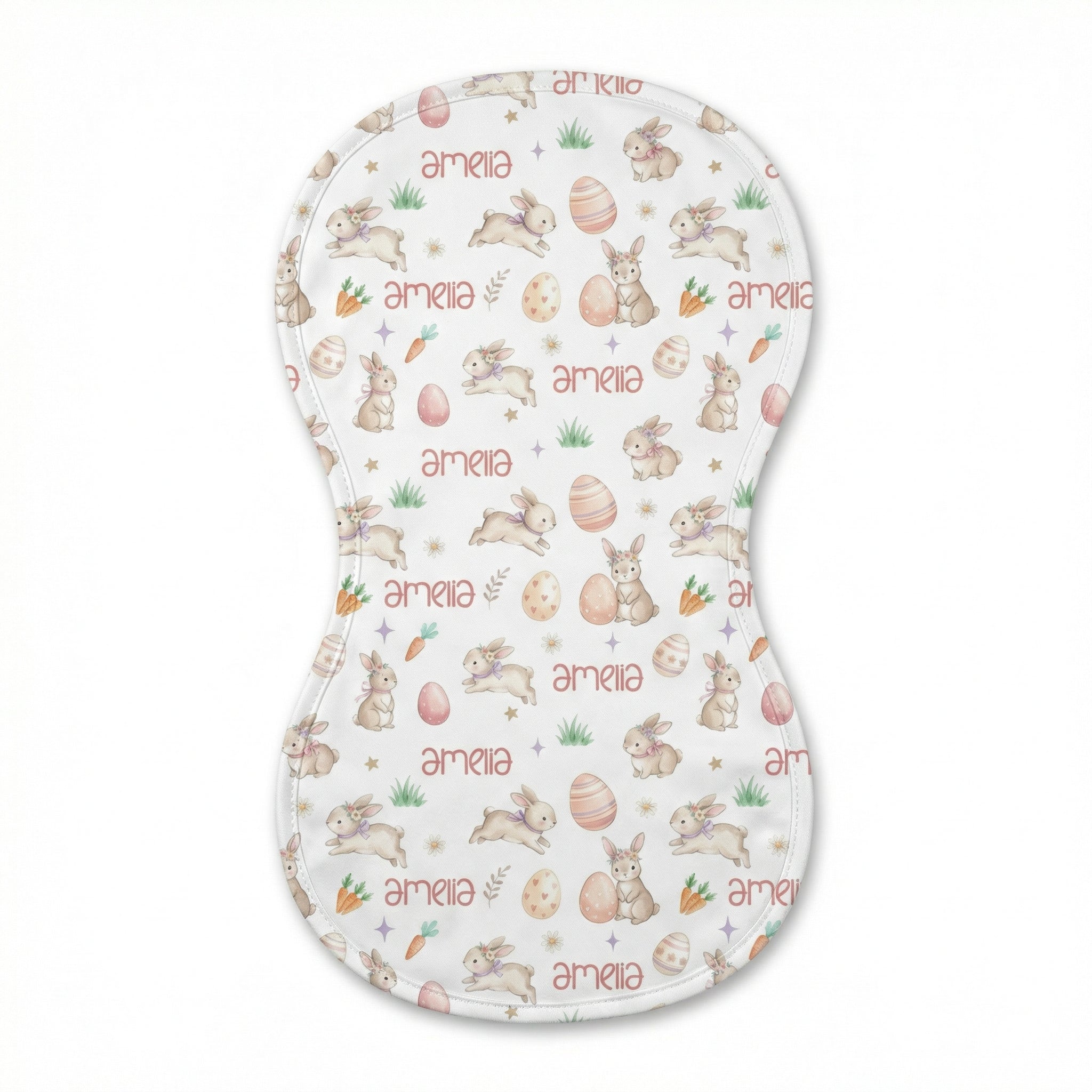 Personalized Bib and Burp Cloths in Pink Easter Eggs