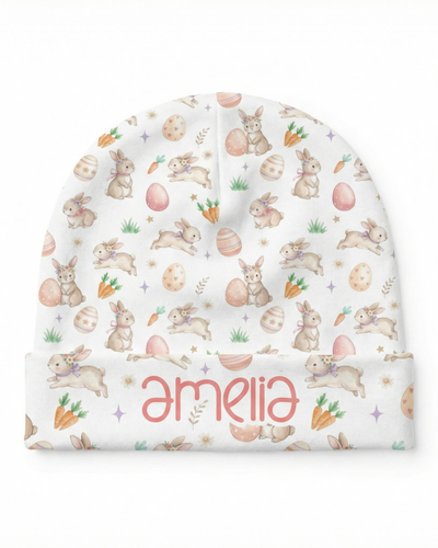 Personalized Beanie in Pink Easter Eggs