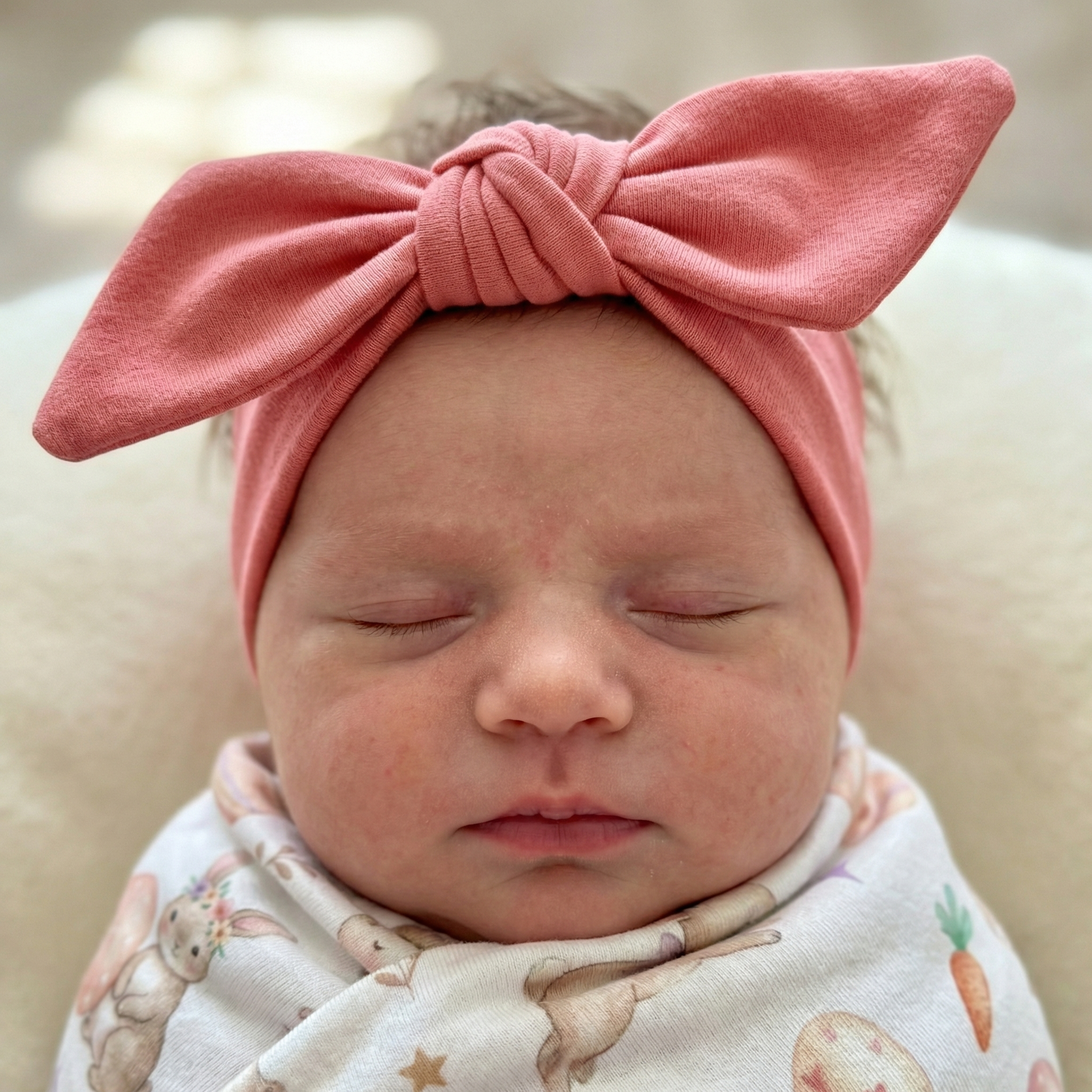 Personalized Knotted Headband in Coral Pink