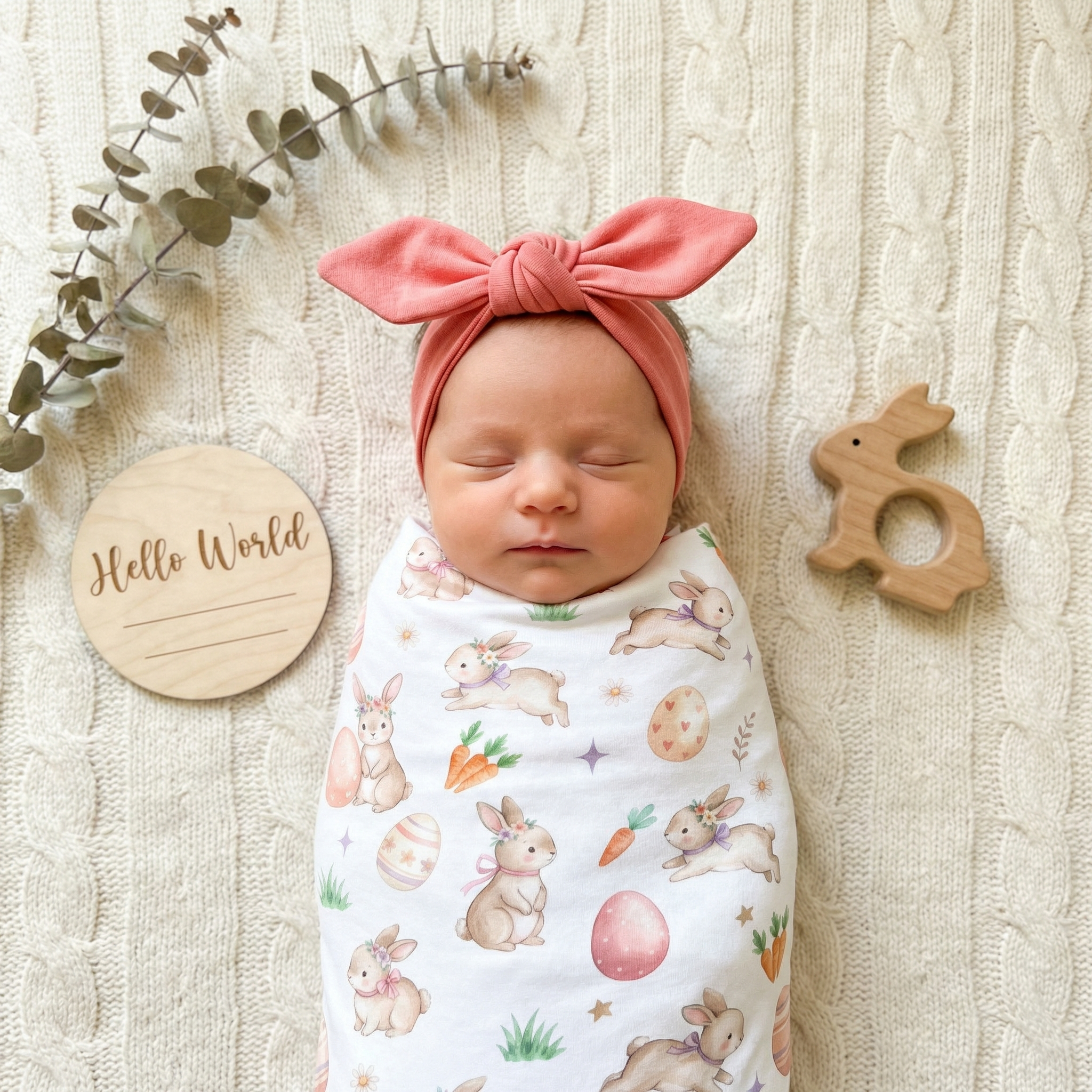 Personalized Knotted Headband in Coral Pink